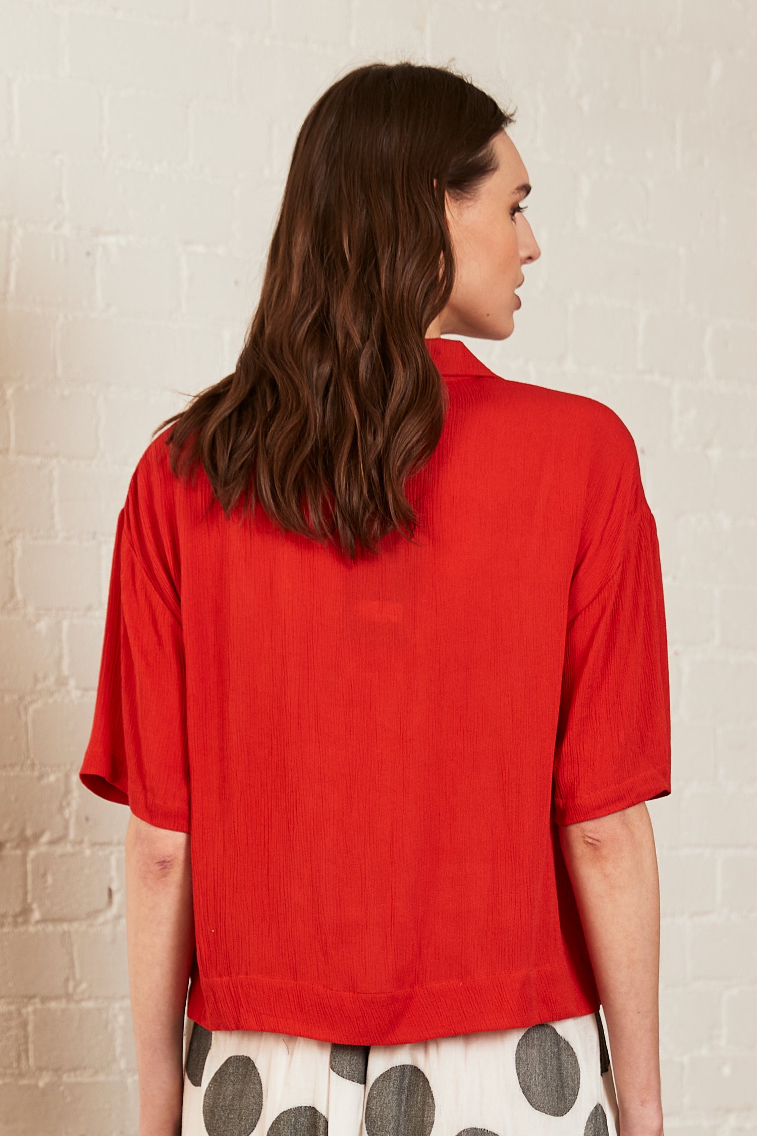 Crinkle Viscose Boxy Shirt