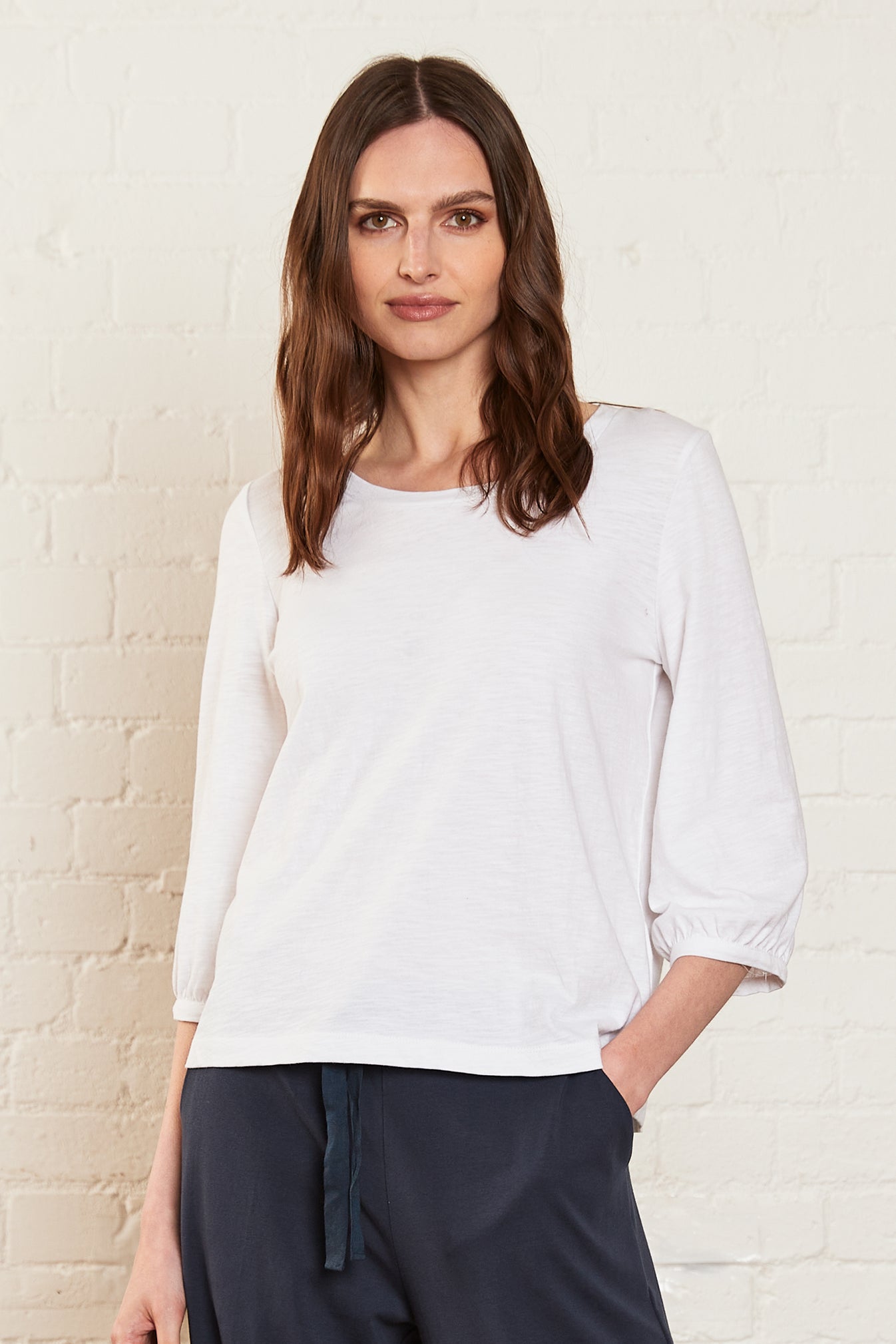 Josi Lounge Tee Straight Hem - Oatmeal Organic Cotton Jersey