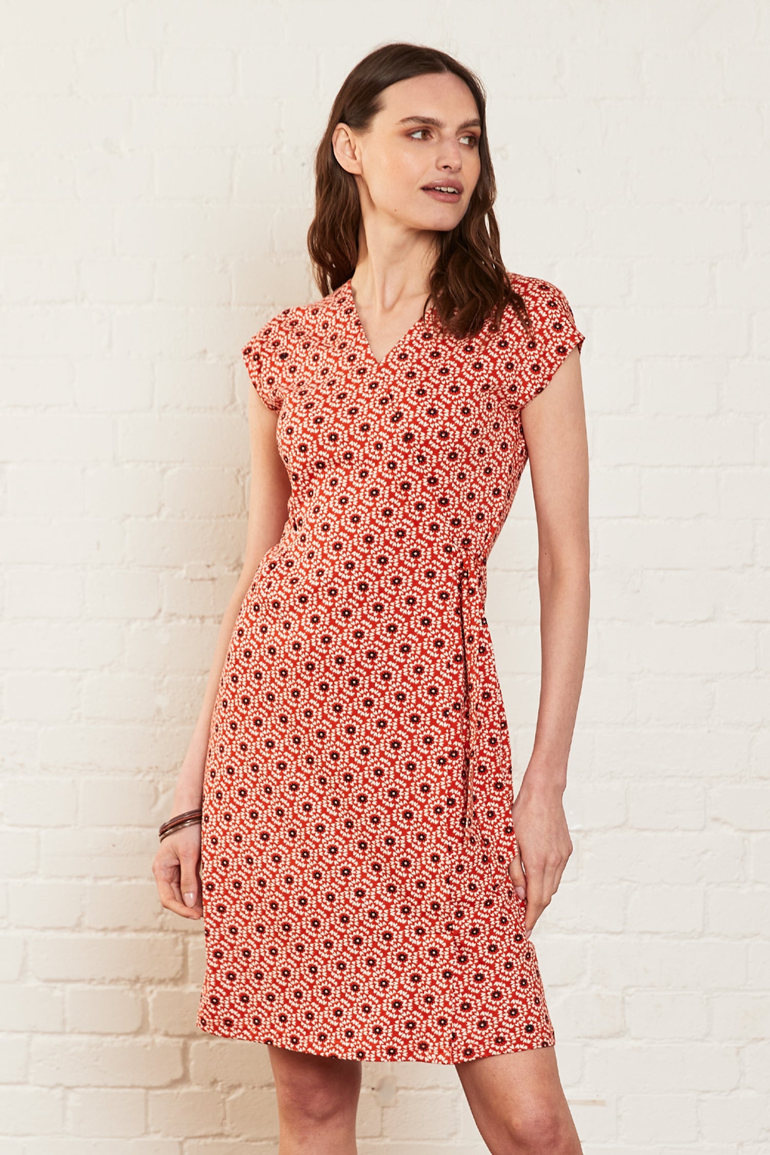 Petal Burst Organic Cotton Wrap Dress