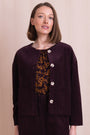 Burgundy chunky cord jacket for women in 100% cotton