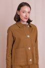 Front view of the ochre cotton drill jacket