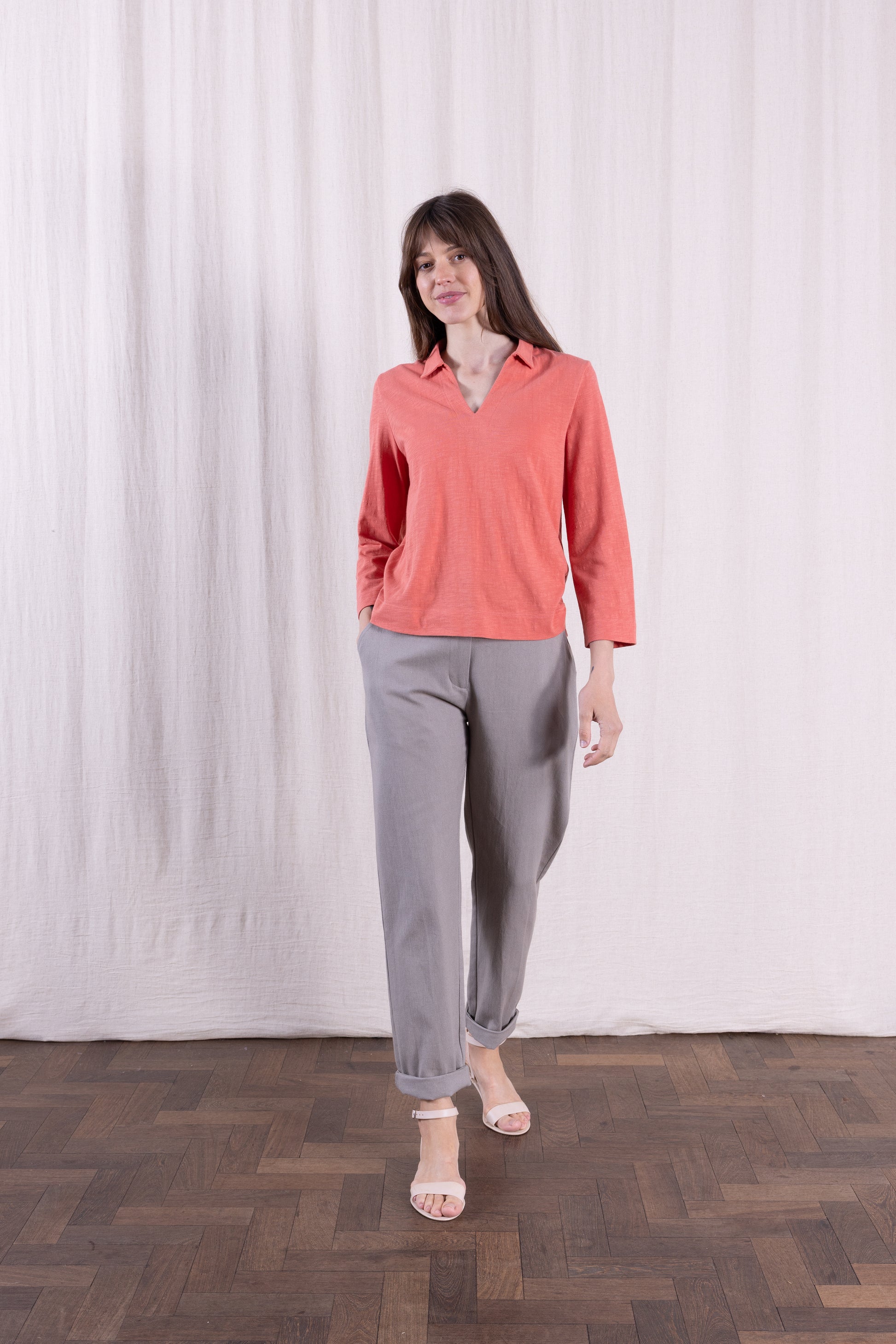 SS26 GOTS Organic Cotton Easy Collar Top - Tulip