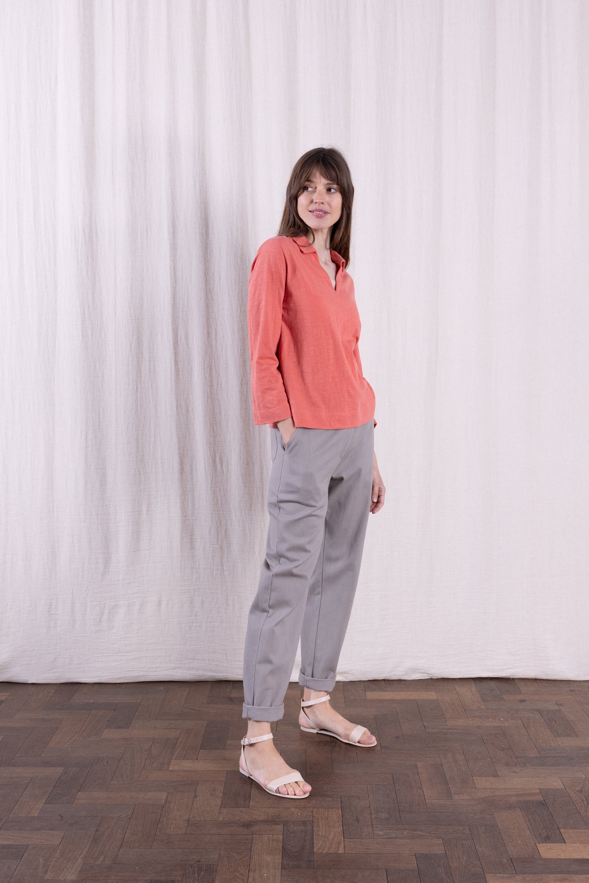 SS26 GOTS Organic Cotton Easy Collar Top - Tulip
