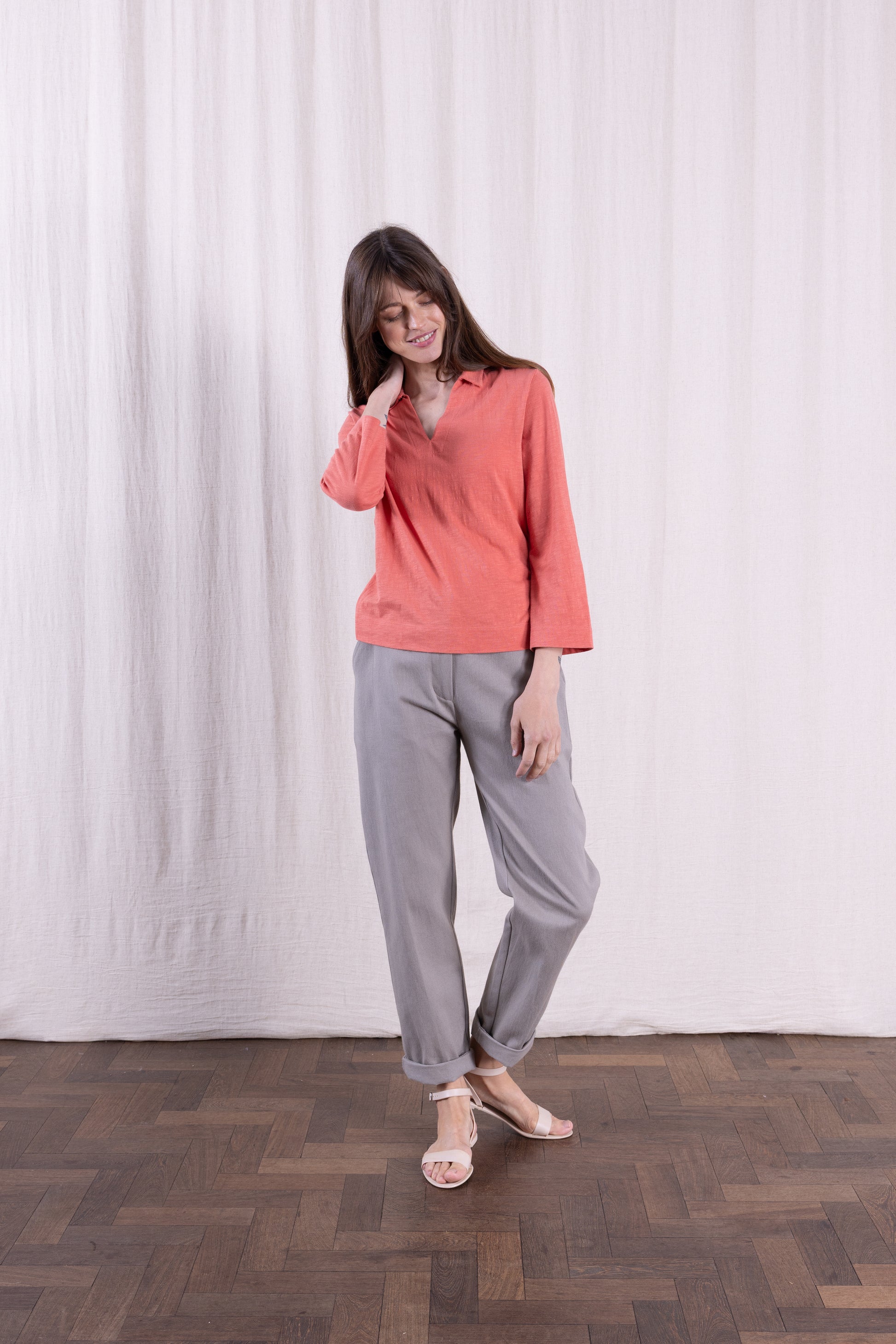 SS26 GOTS Organic Cotton Easy Collar Top - Tulip