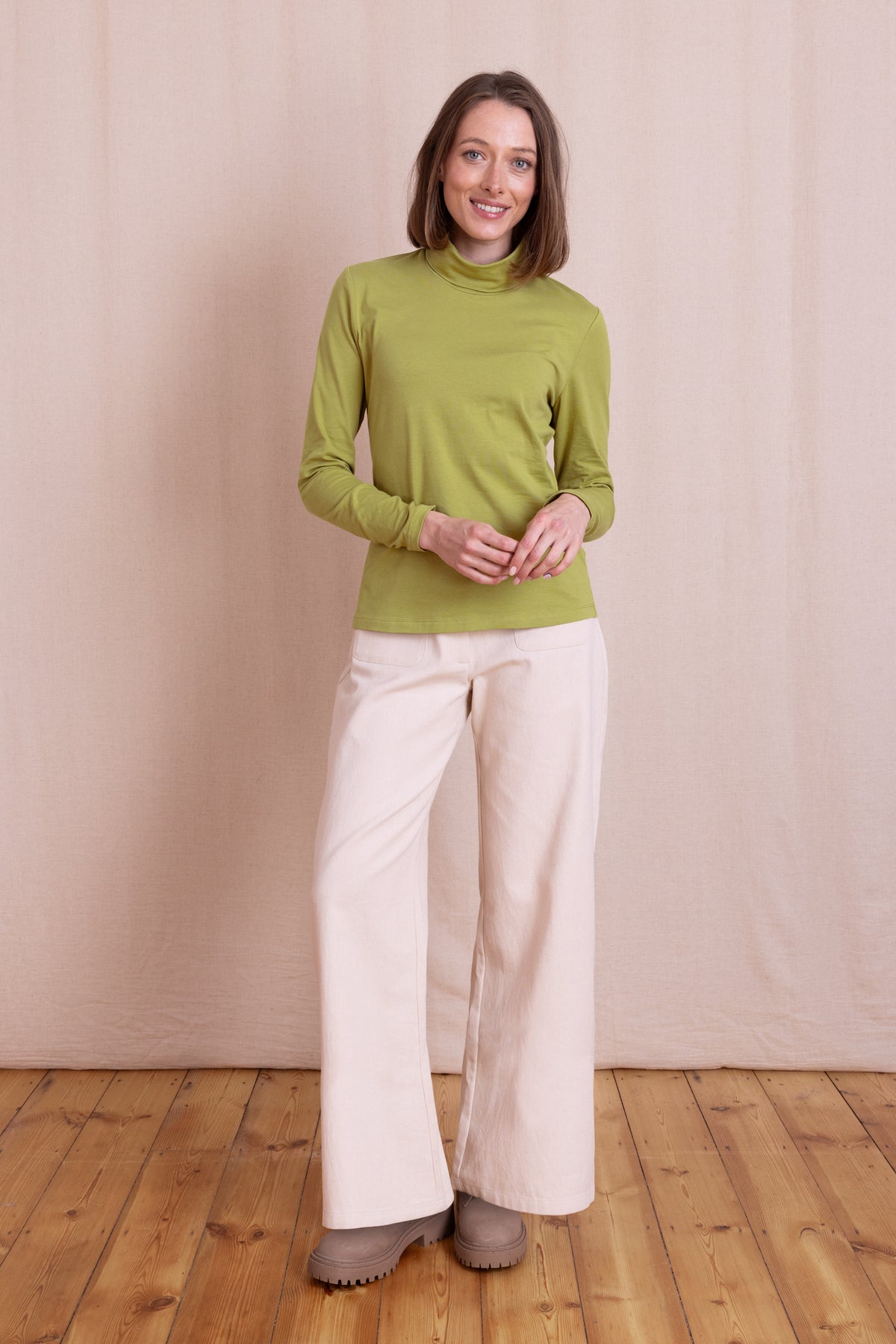 AW26 Organic Cotton Roll Neck Top - Citrus