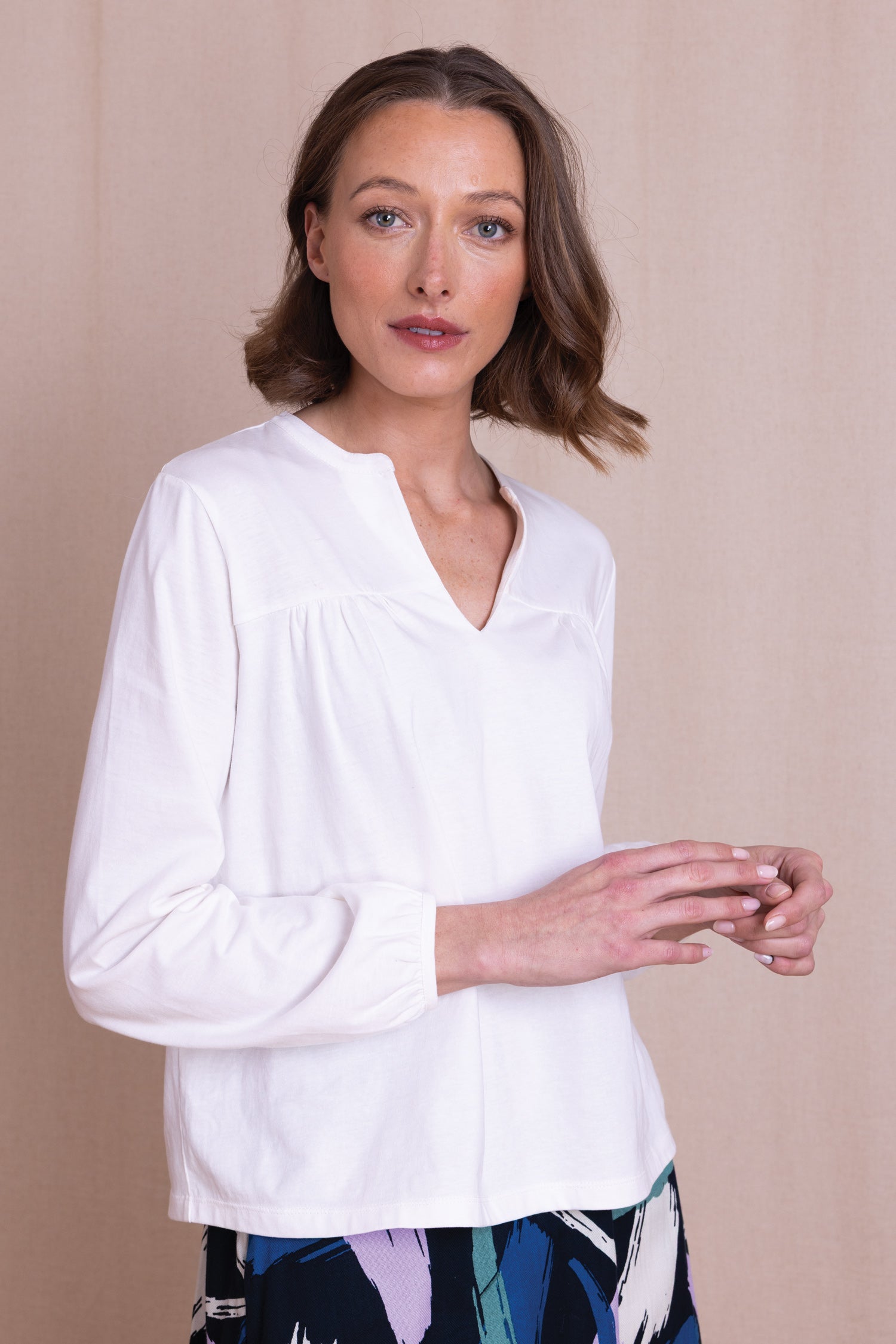 AW26 Organic Cotton Notch Neck Top - Ivory