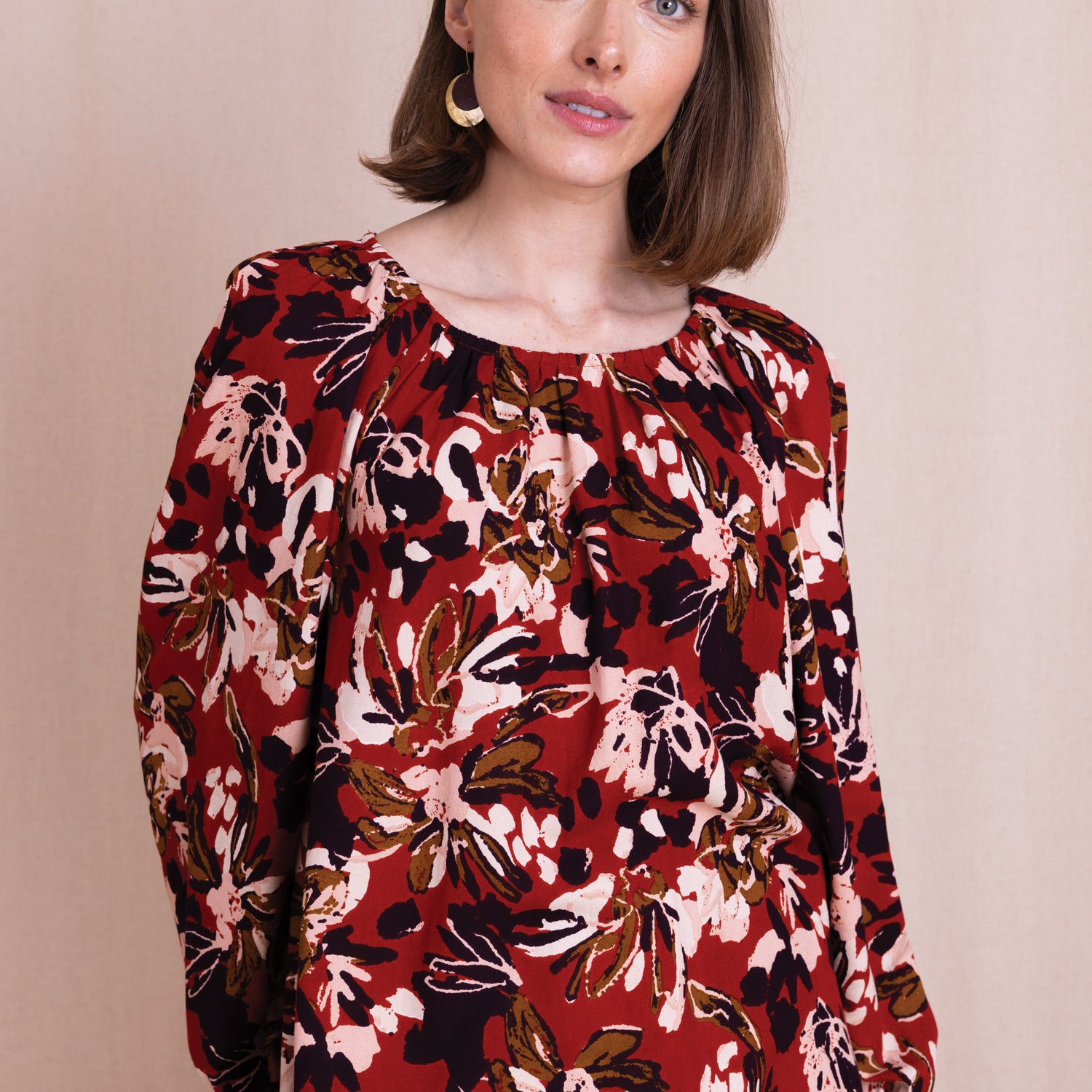 AW26 Printed Raglan Sleeve Blouse - Sunset