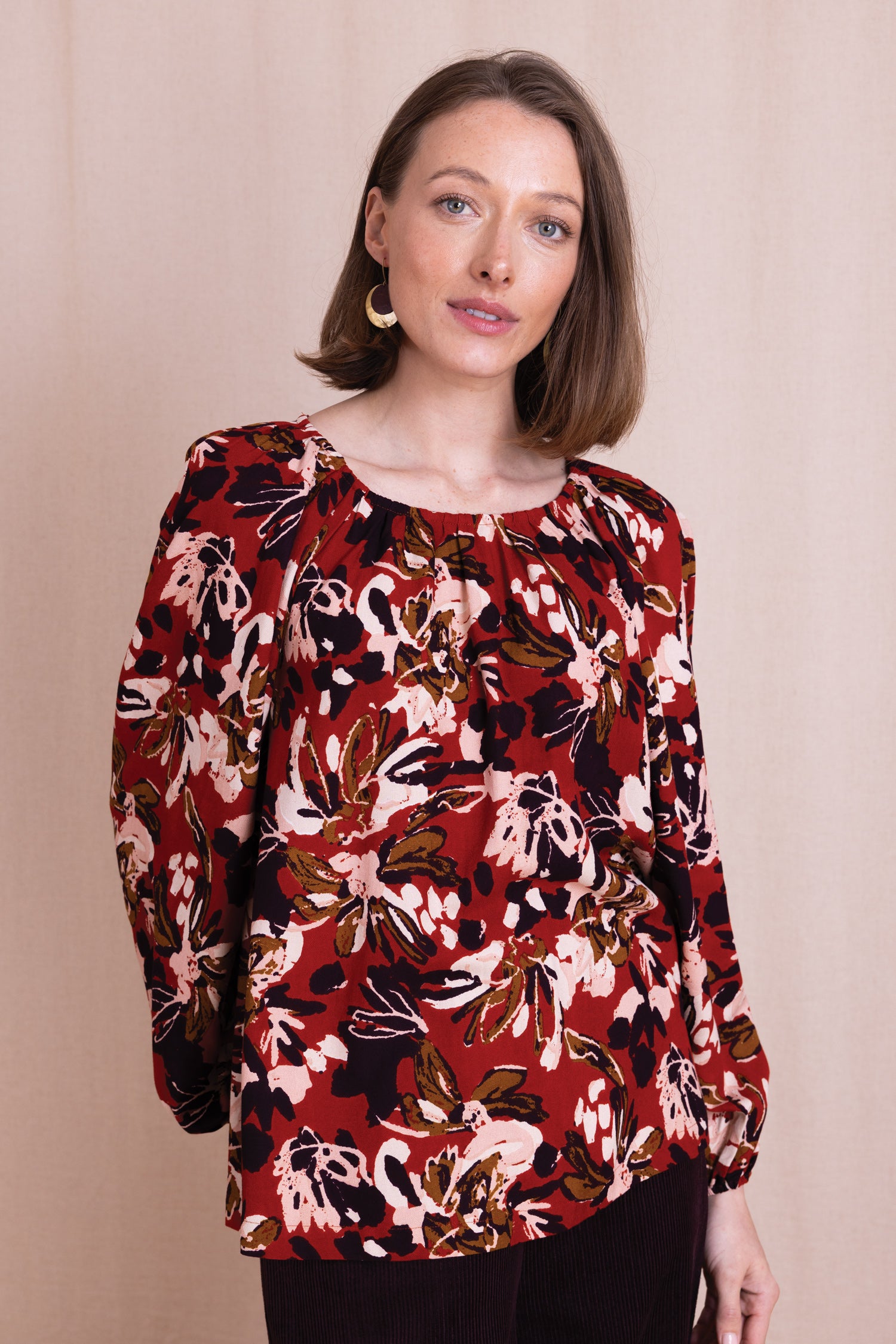 AW26 Printed Raglan Sleeve Blouse - Sunset