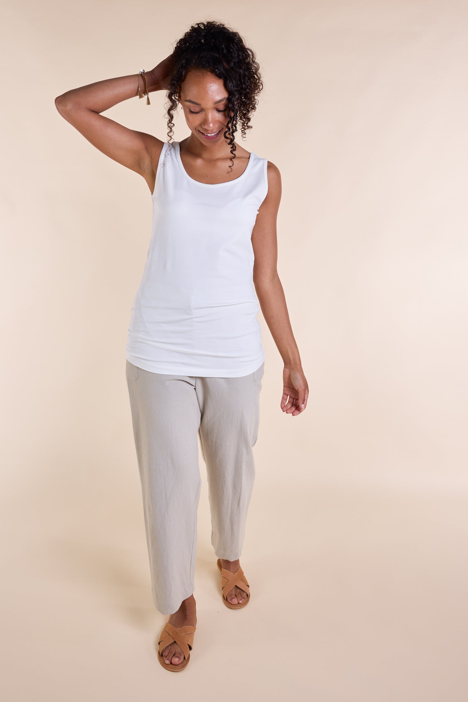 SS25 GOTS Organic Cotton Longline Vest - White