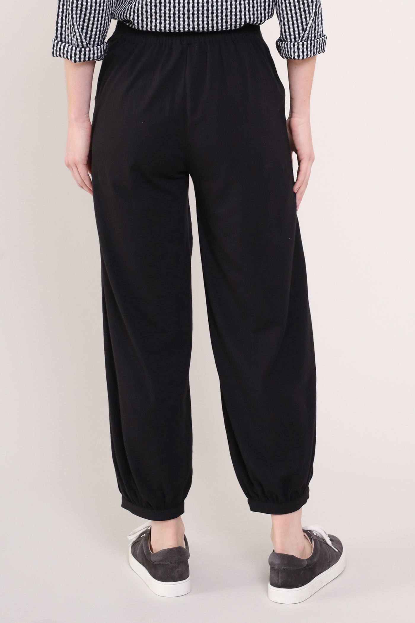 Black Colour GOTS Organic Cotton Yoga Trouser - Back side
