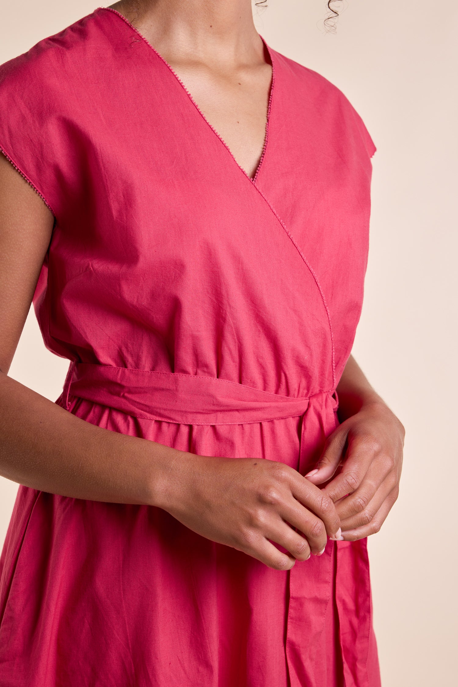 SS25 Fit and Flare Wrap Dress - Lipstick SS25 Fit and Flare Wrap Dress - Lipstick
