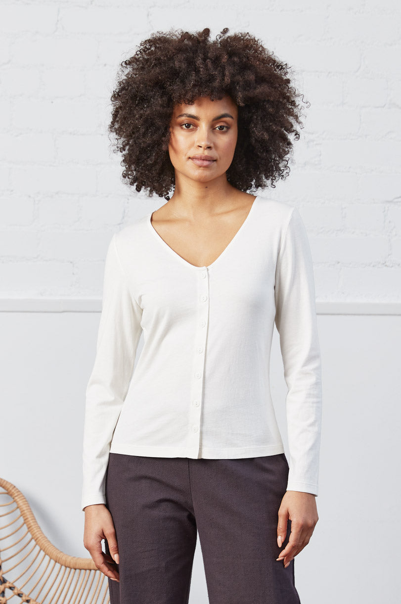 GOTS Organic Cotton Button-Through Jersey Top