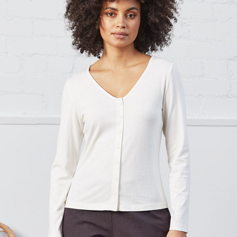 GOTS Organic Cotton Button-Through Jersey Top