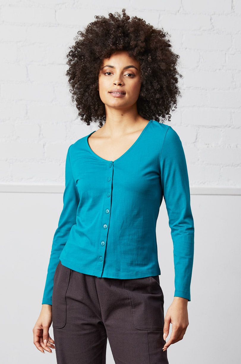 GOTS Organic Cotton Button-Through Jersey Top