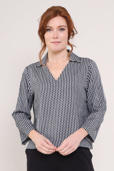 Cotton Check Collar Top