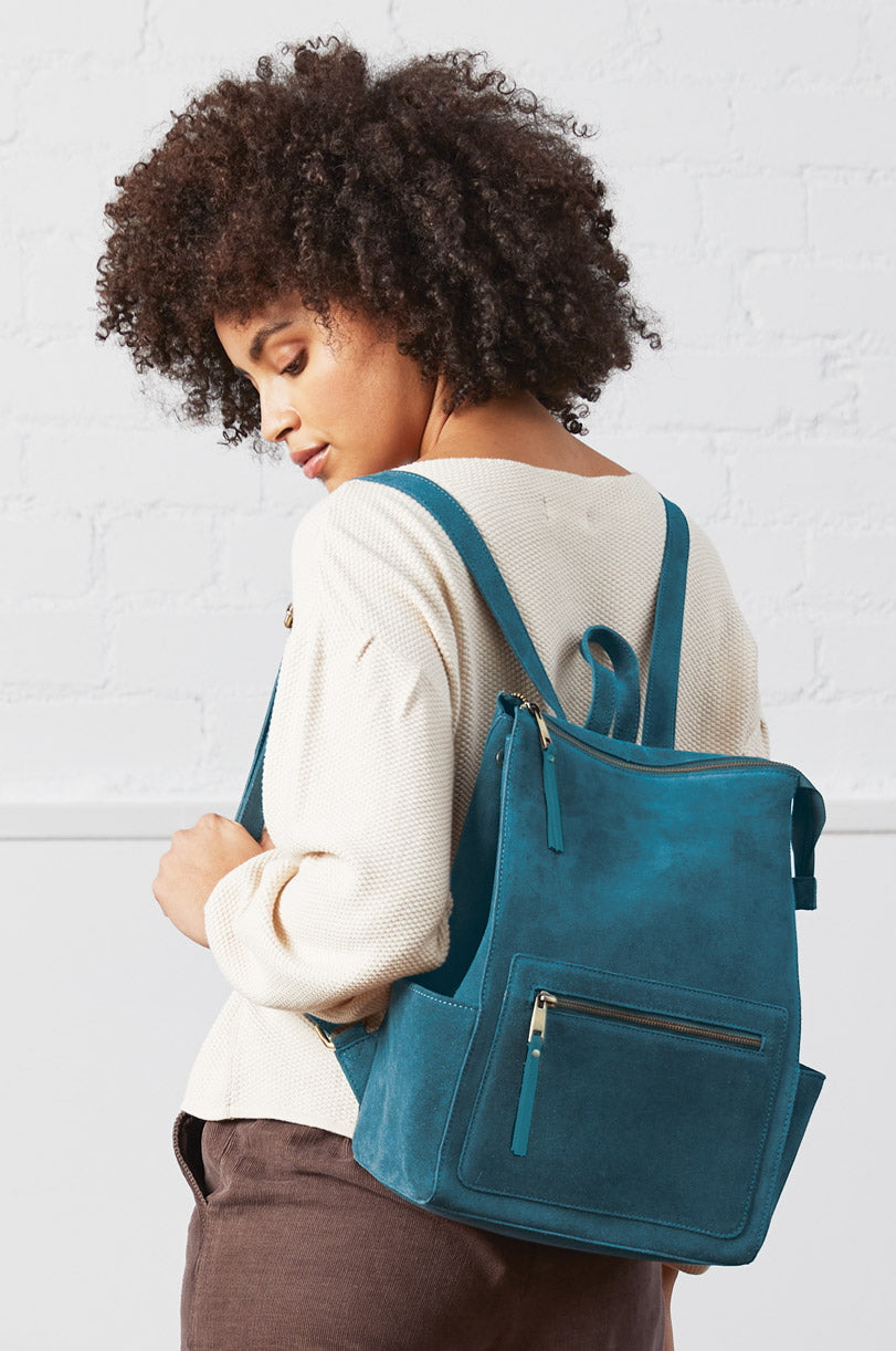 Suede bookbag online