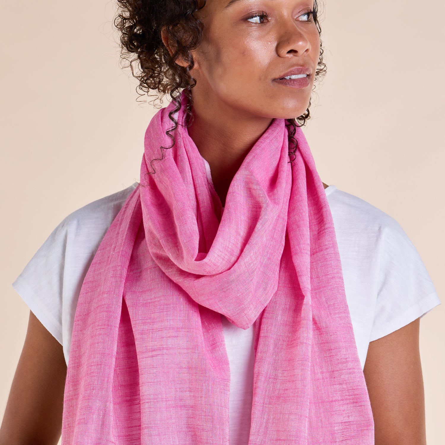 SS25 Yarn Dyed Cotton Scarf - Lipstick