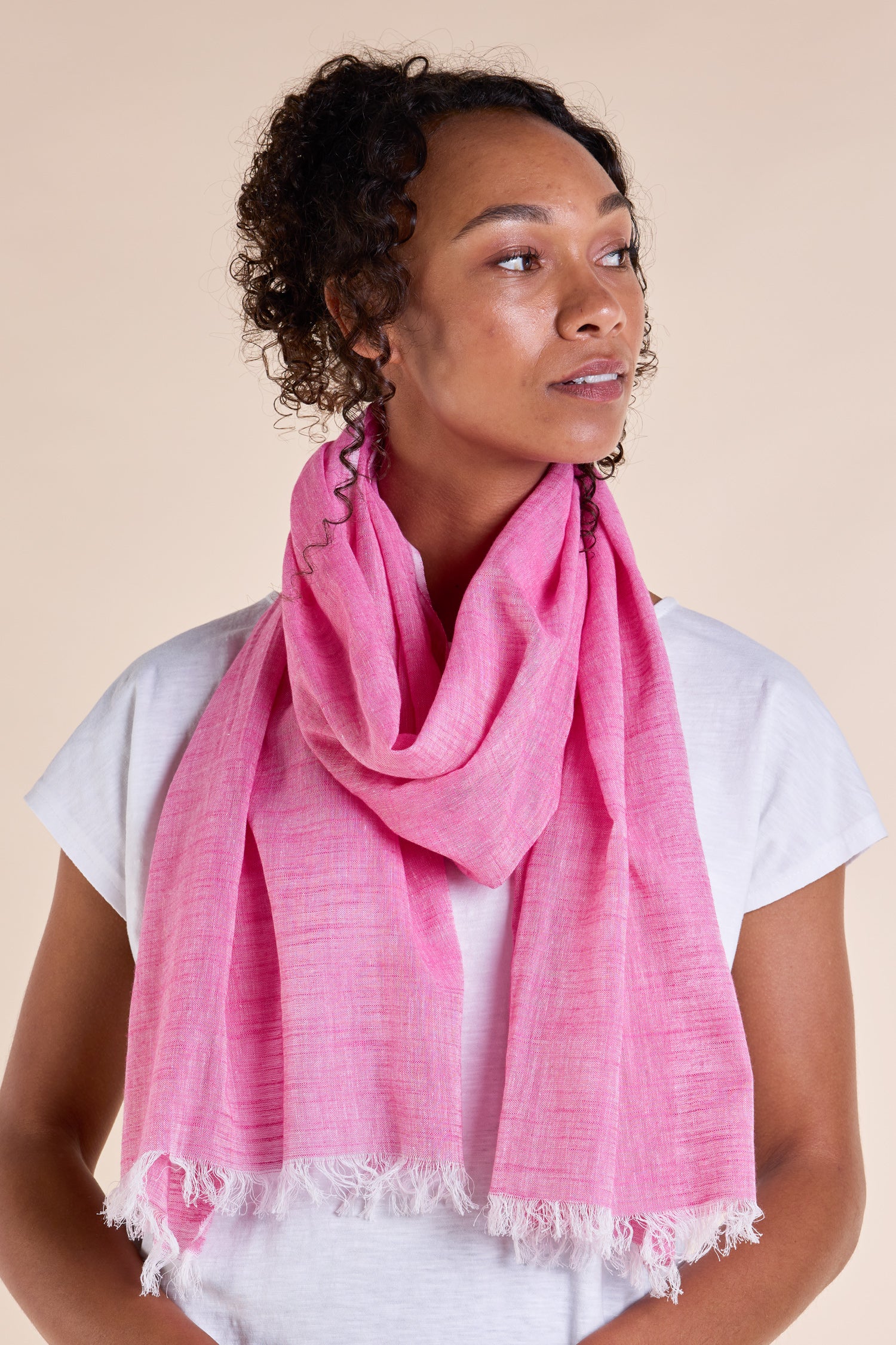 SS25 Yarn Dyed Cotton Scarf - Lipstick