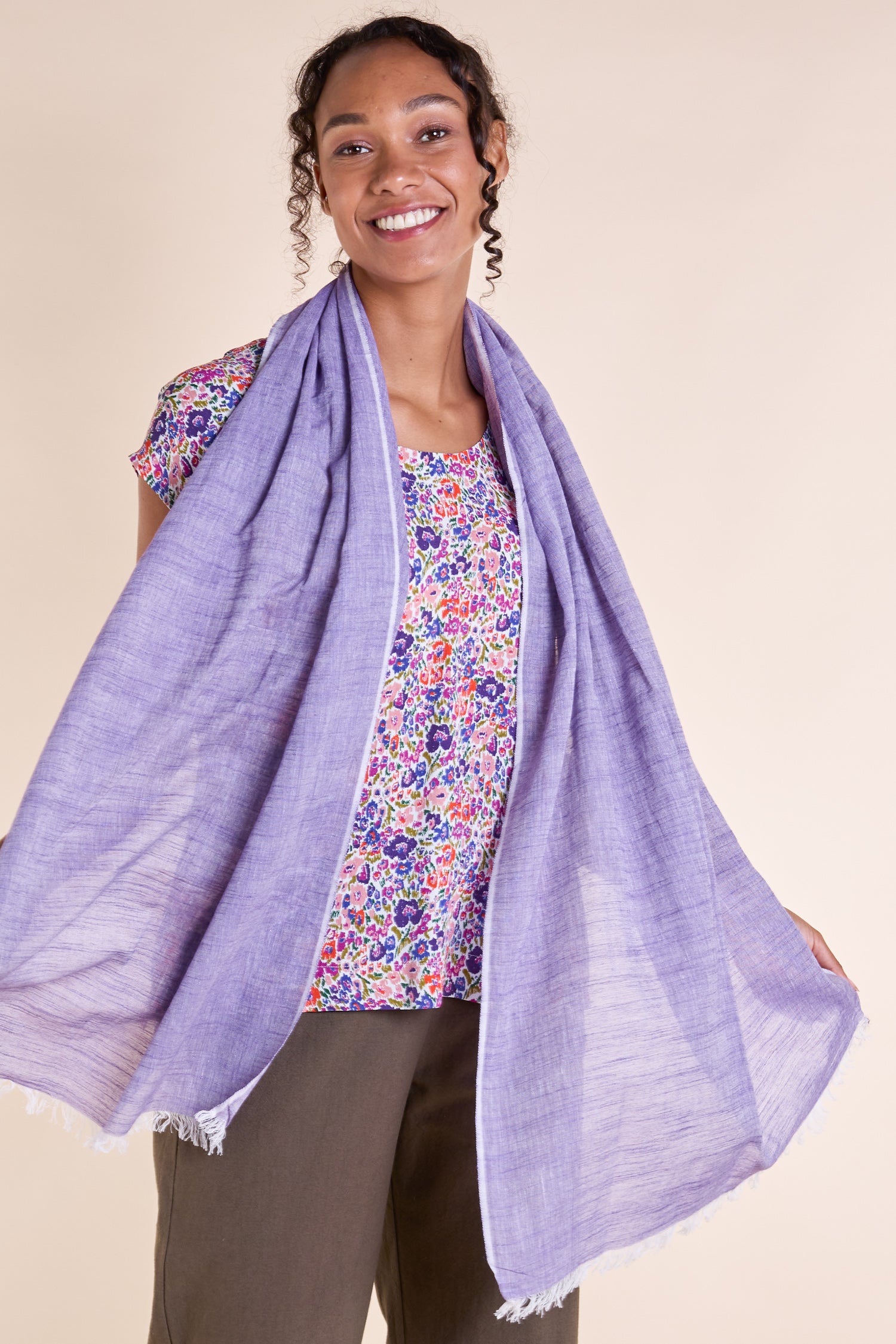 SS25 Yarn Dyed Cotton Scarf - Pansy