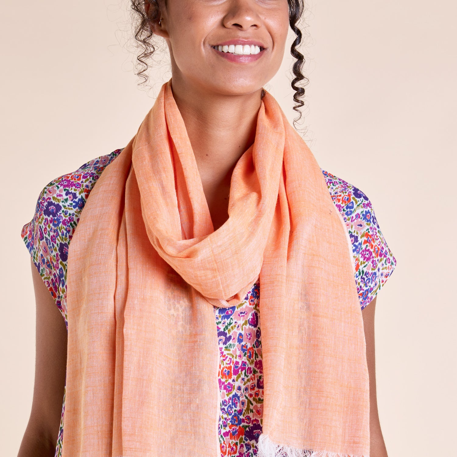 SS25 Yarn Dyed Cotton Scarf - Tangerine