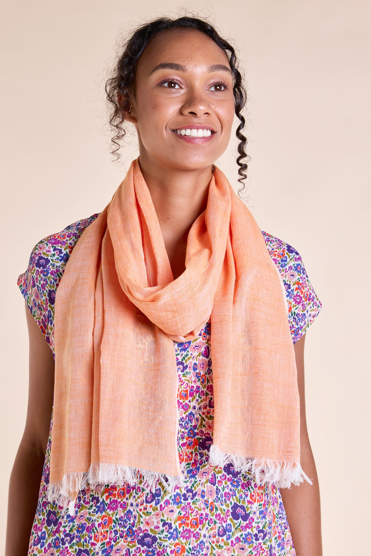 SS25 Yarn Dyed Cotton Scarf - Tangerine