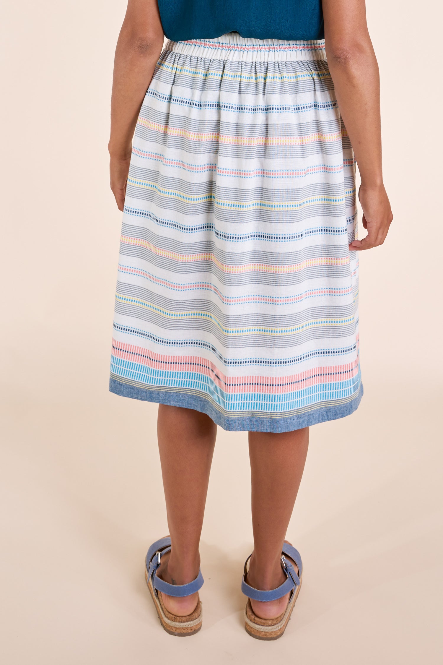 SS25 Handloom Stripe Skirt - Ivory