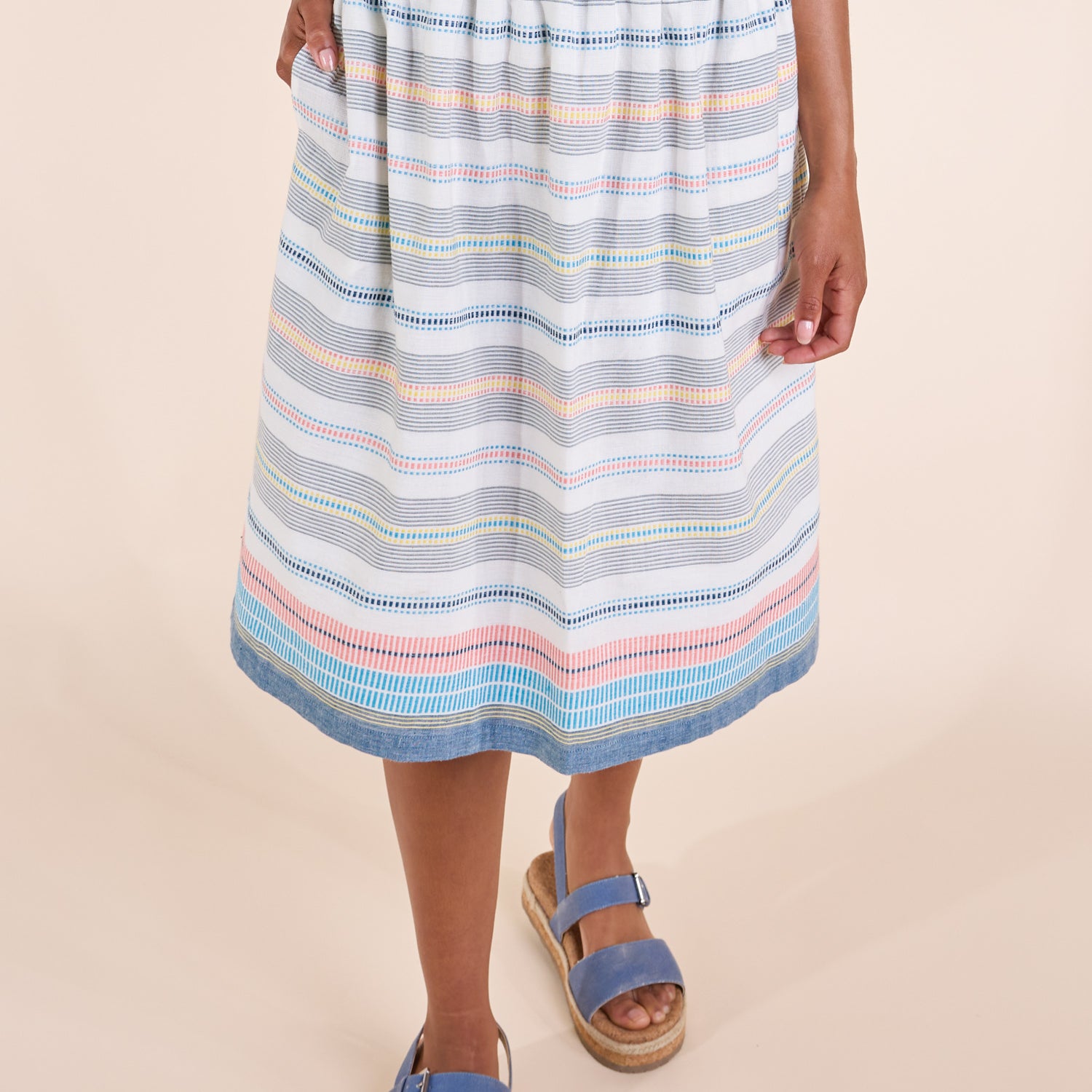 SS25 Handloom Stripe Skirt - Ivory