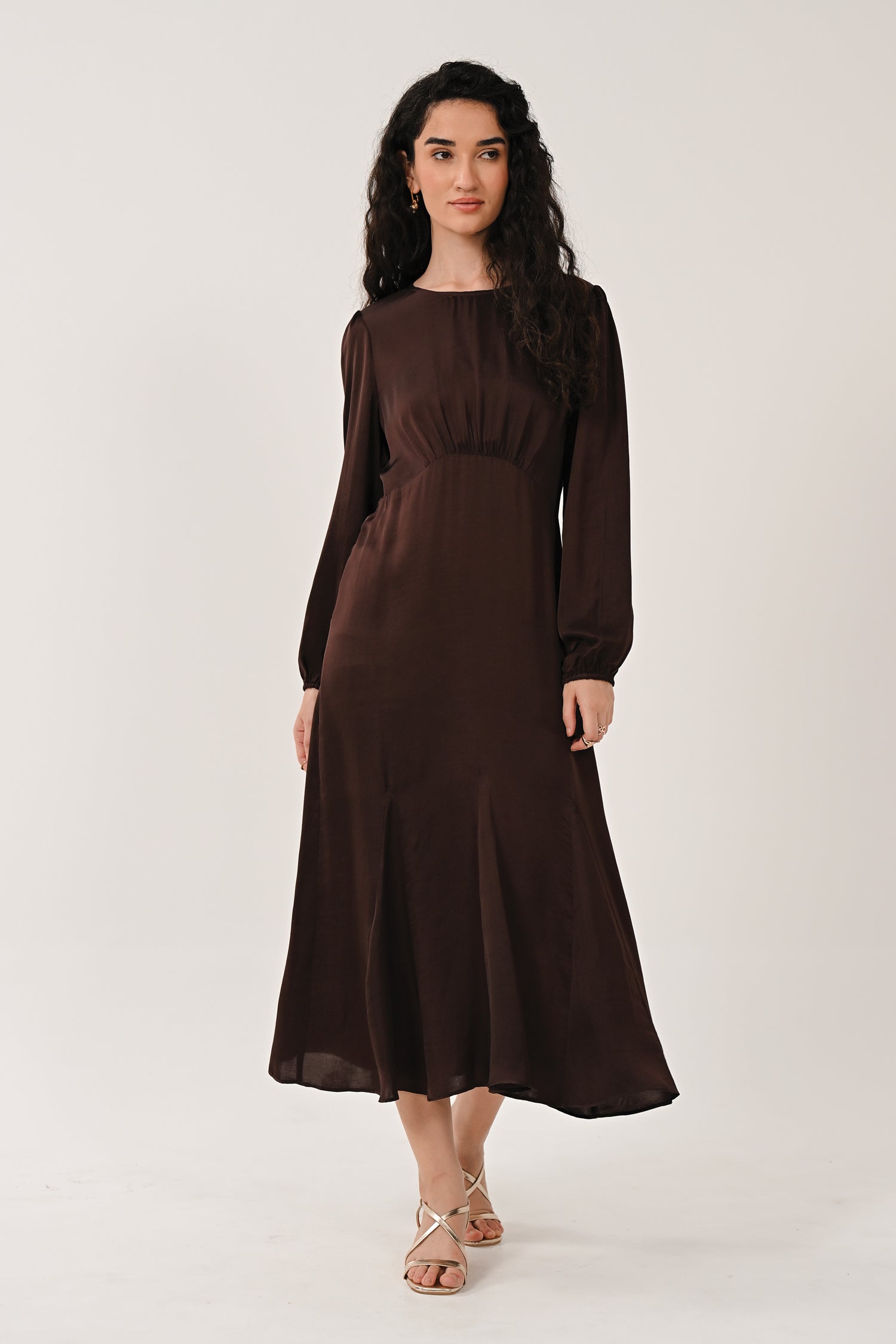 AW26 Godet Hem Tea Dress - Chocolate