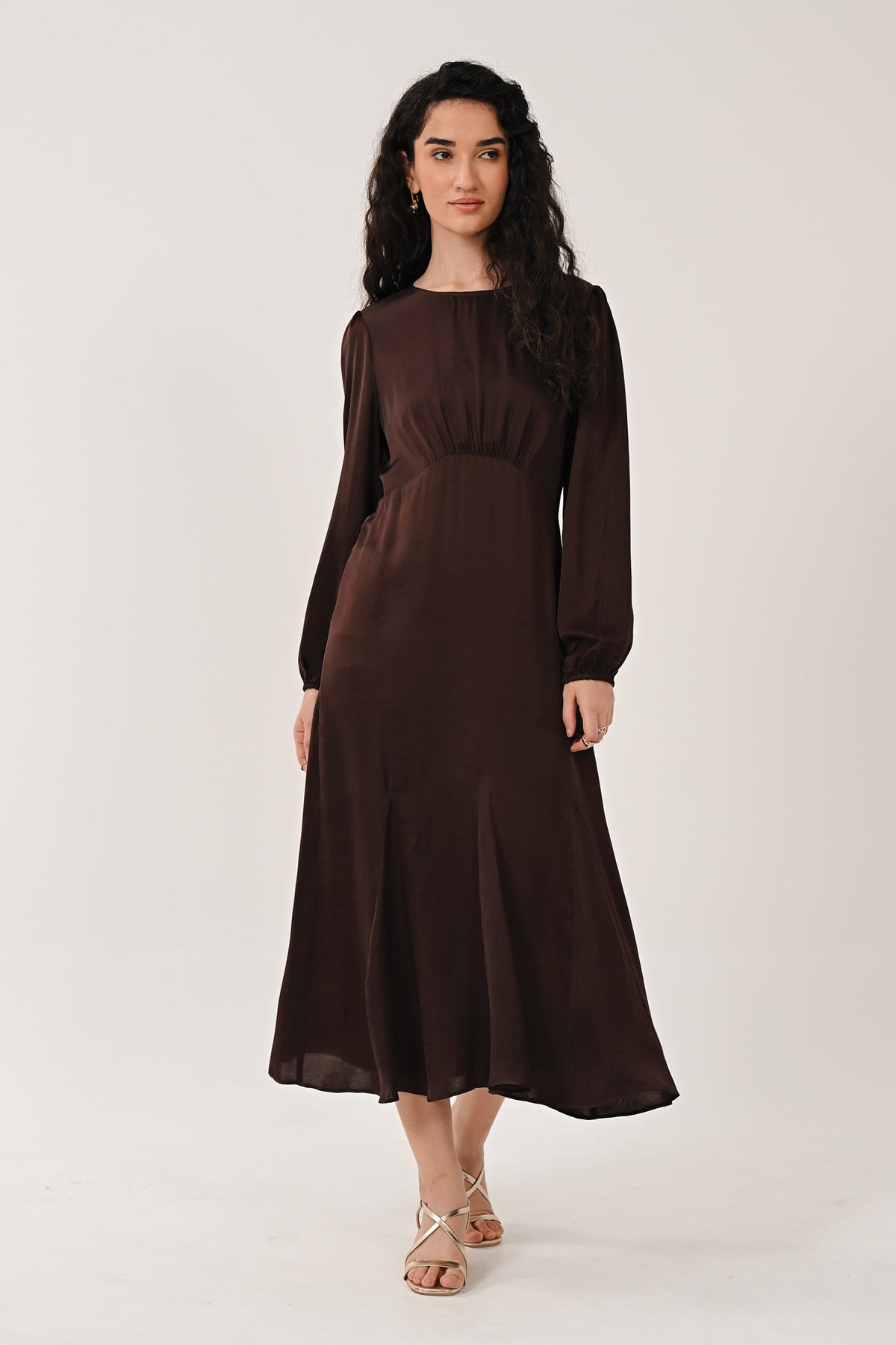 AW26 Godet Hem Tea Dress - Chocolate