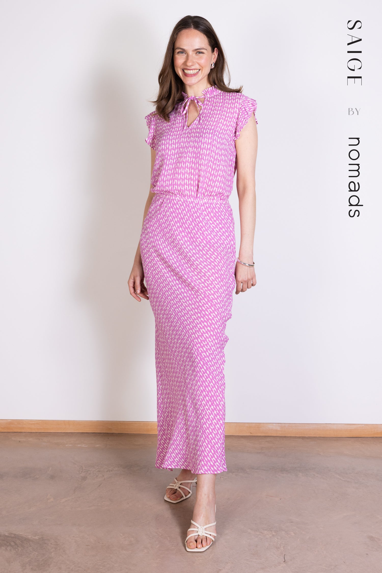 Saige Sustainable Viscose Midaxi Skirt - Orchid & Ivory