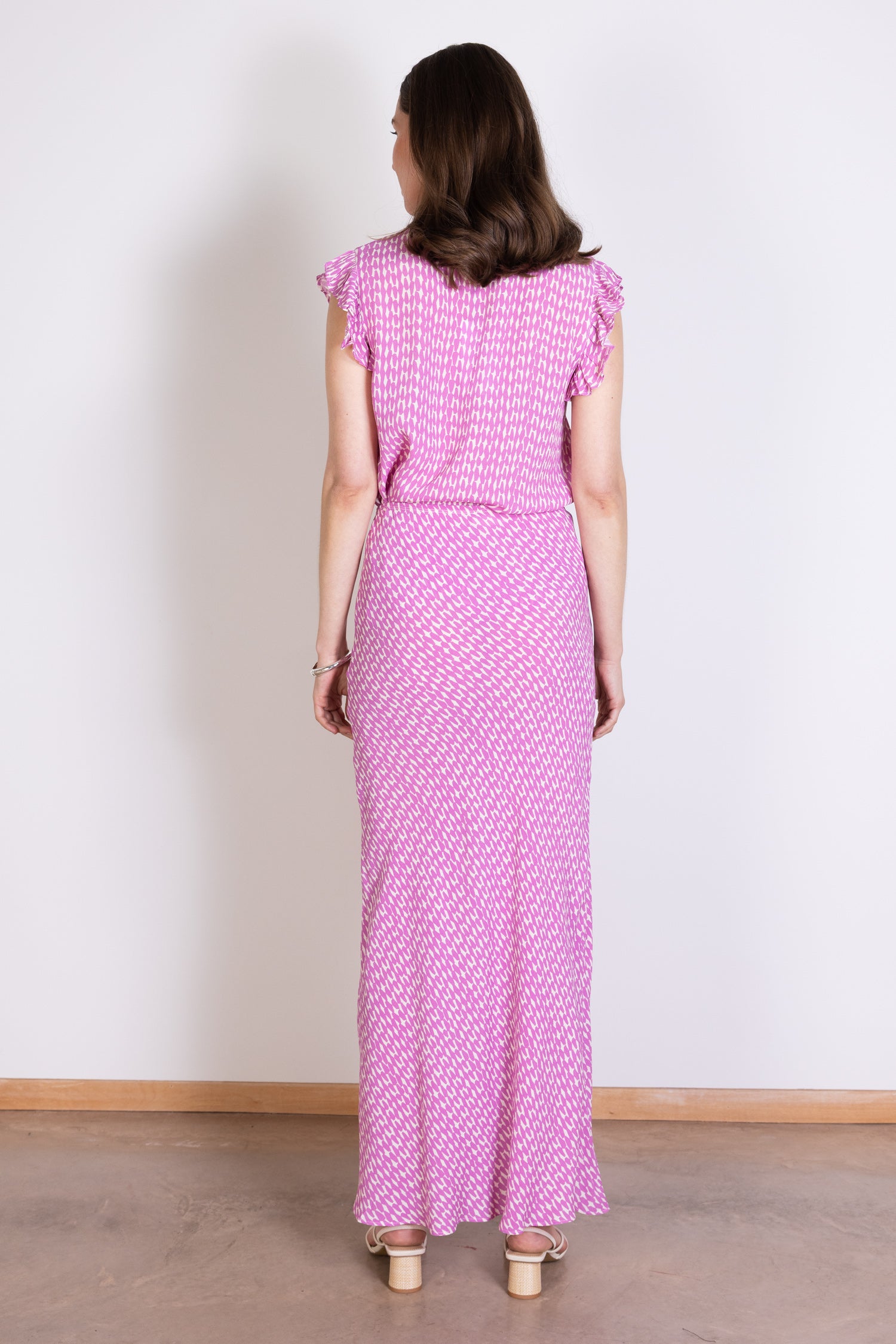 Saige Sustainable Viscose Midaxi Skirt - Orchid & Ivory