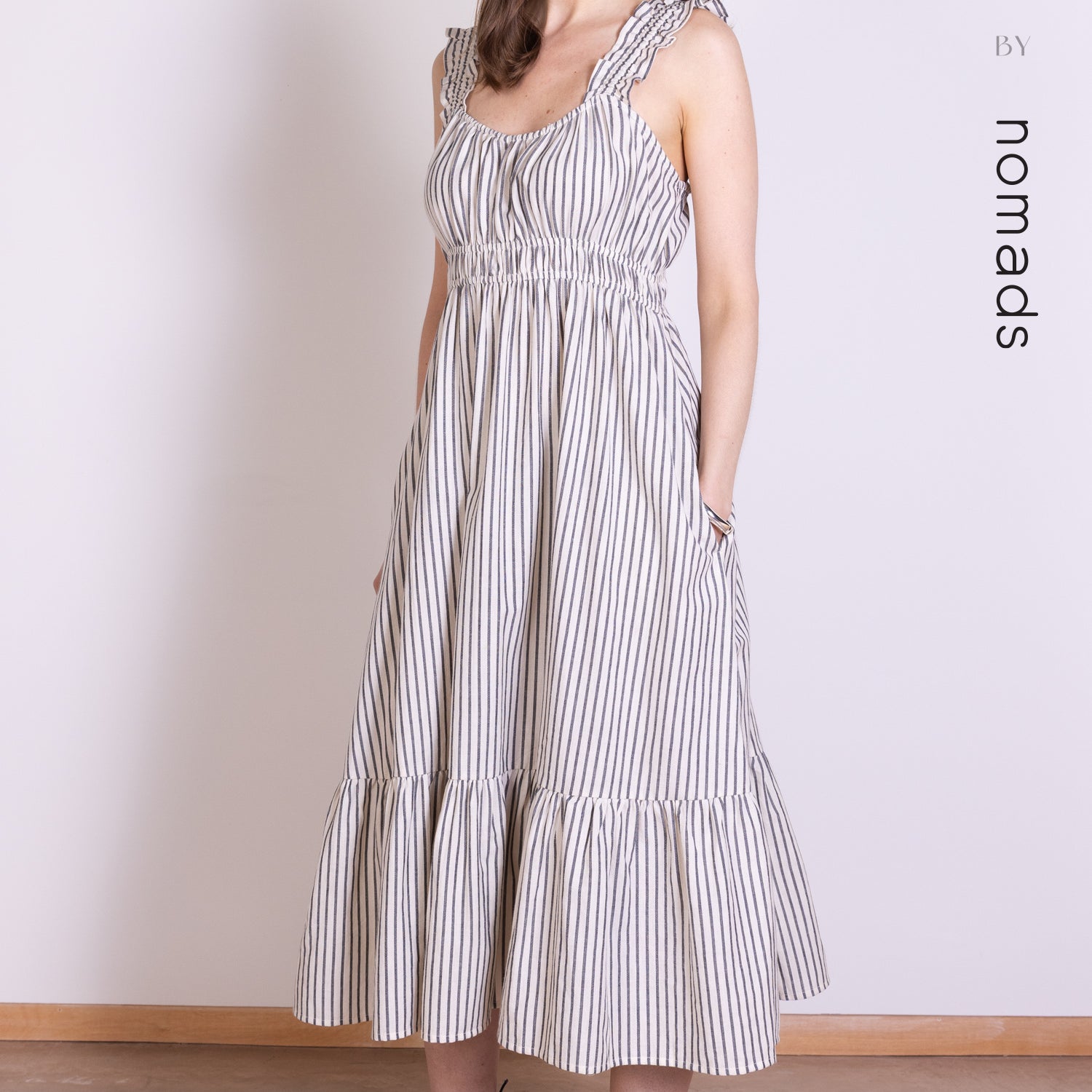 Saige Striped Cotton Sundress - Ivory & Black