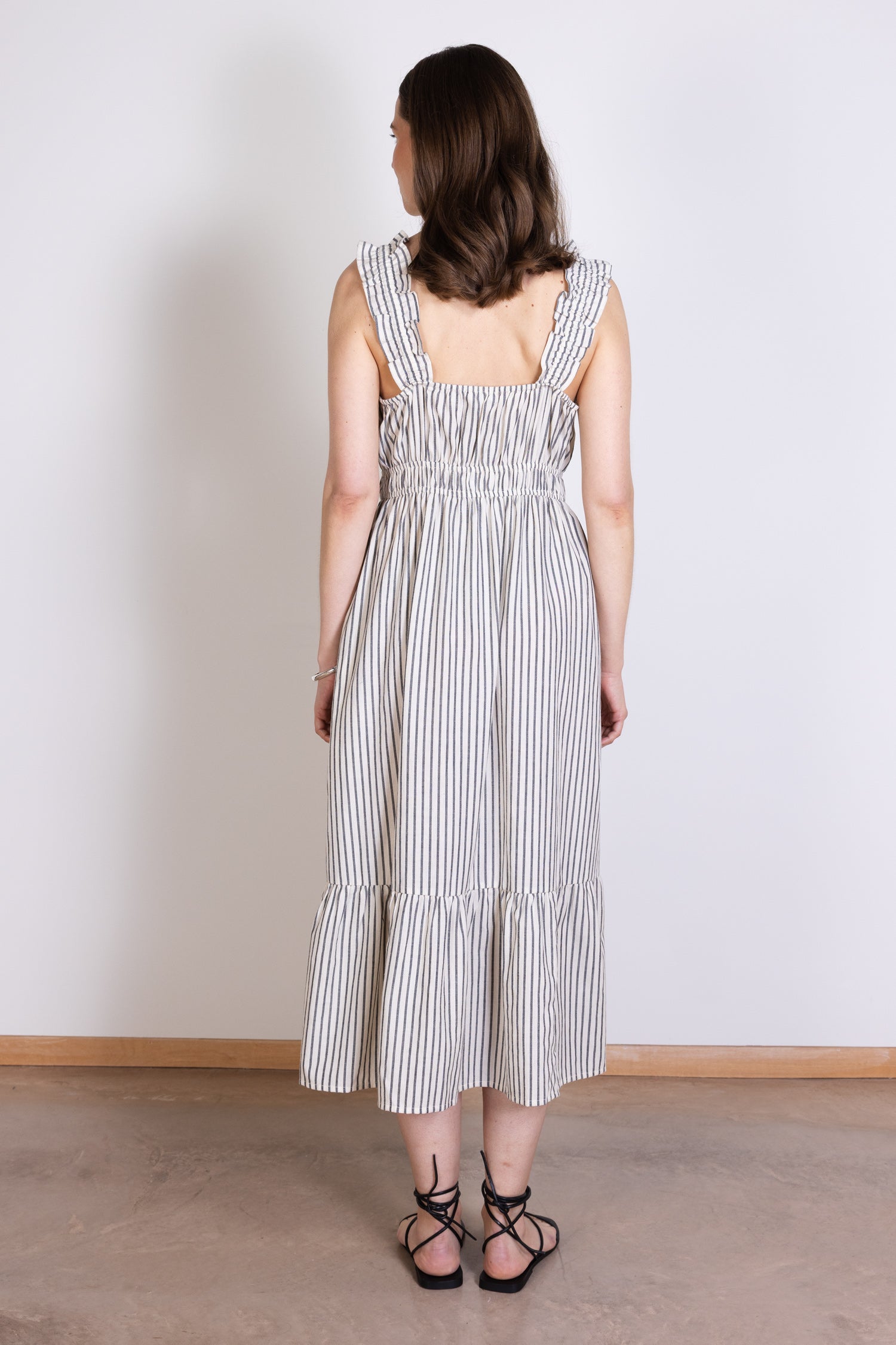 Saige Striped Cotton Sundress - Ivory & Black