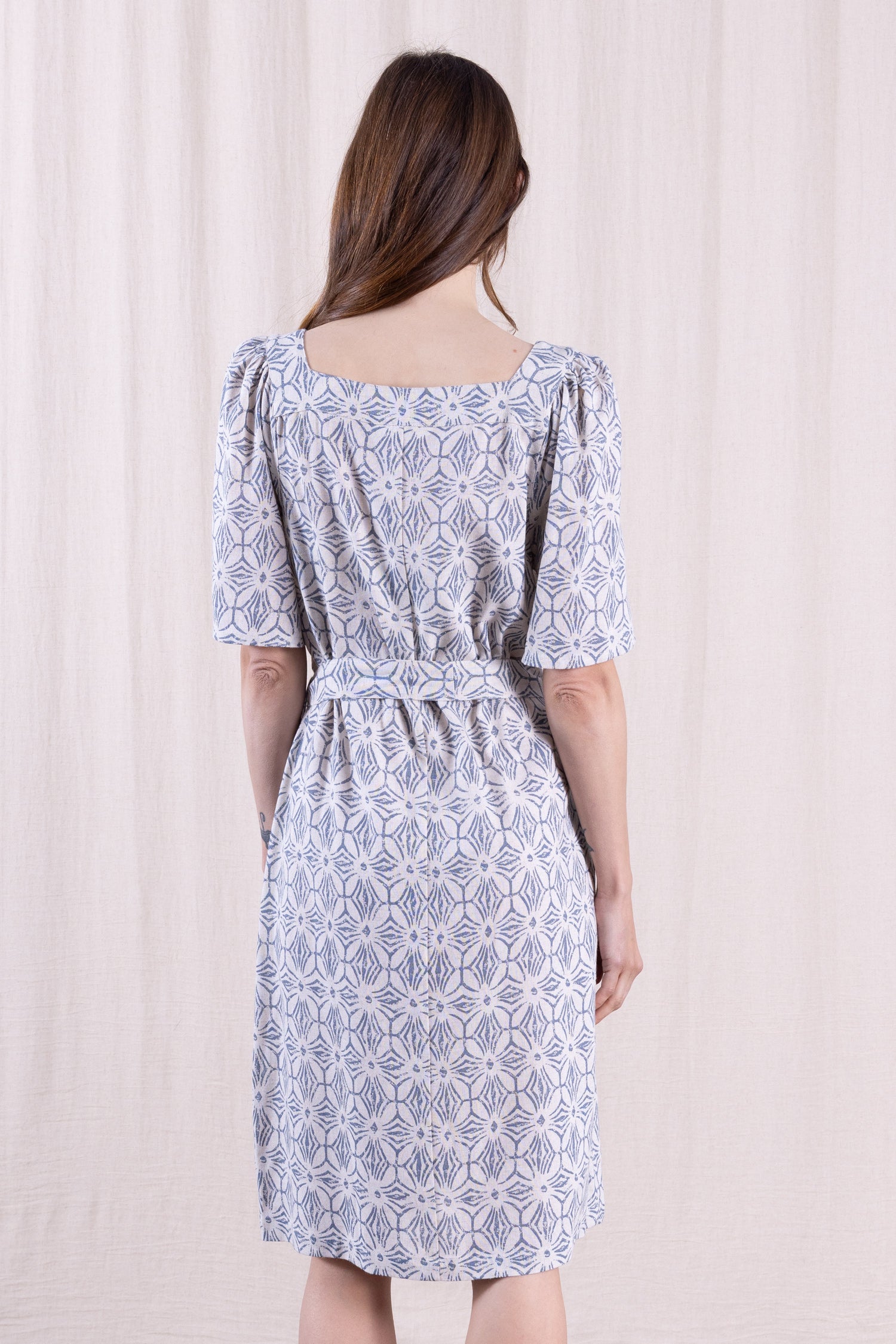 SS26 Square Neck Dress - Cornflower
