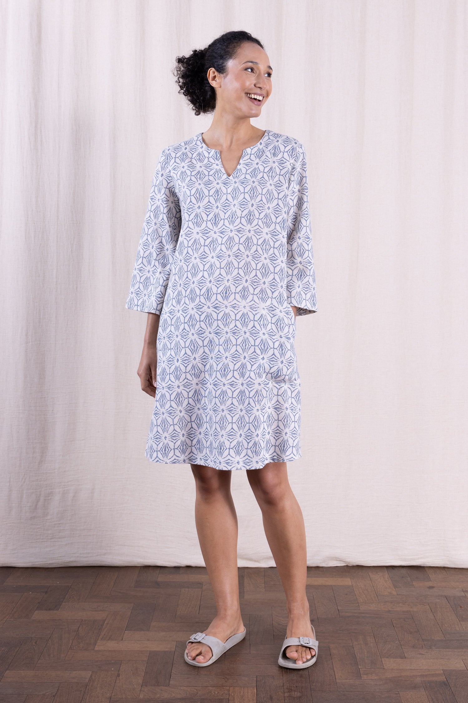 SS26 Relaxed Tunic Dress Cornflower