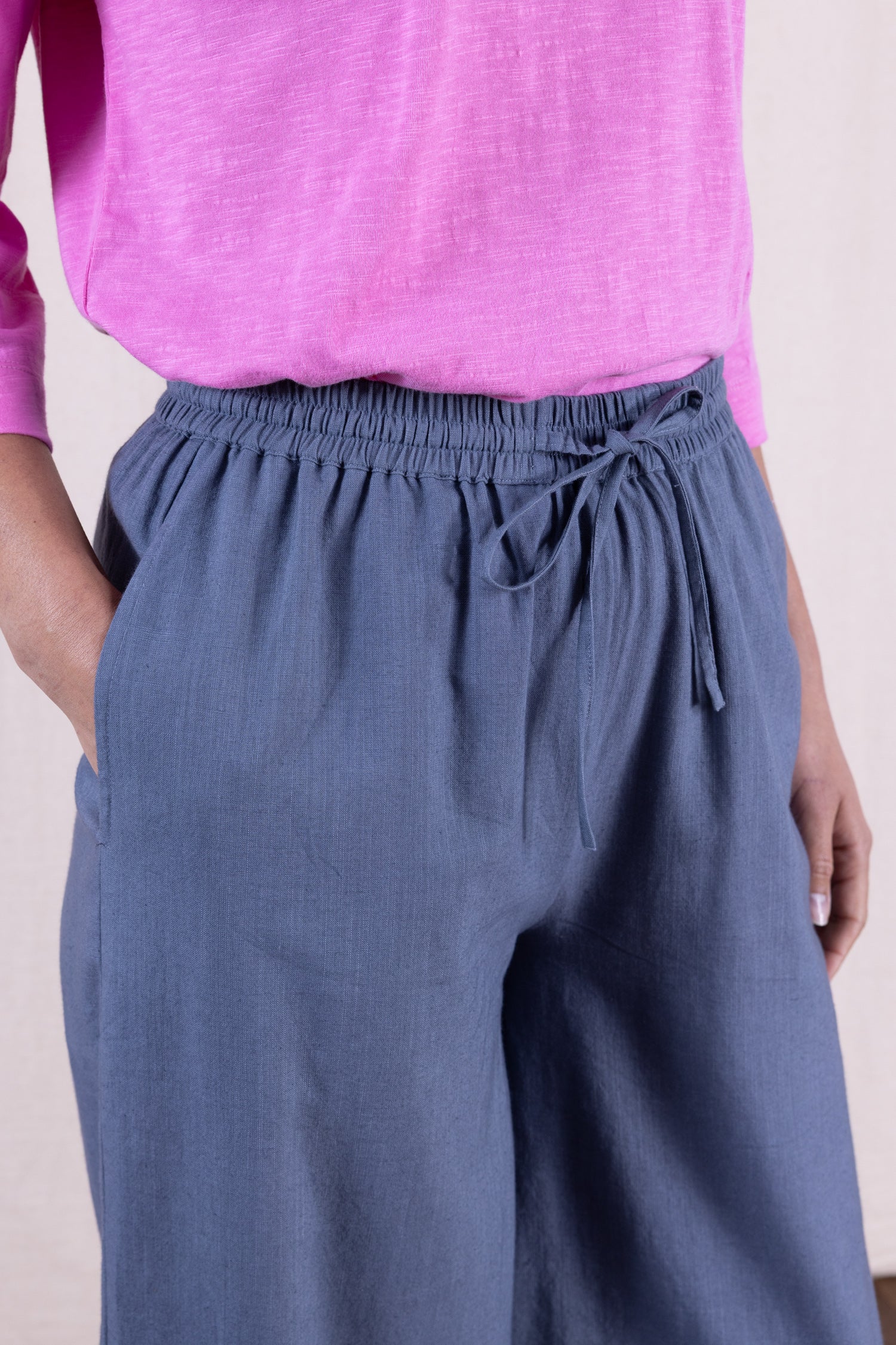 SS26 Cotton Elastic Waist Bubble Trouser - Pepper