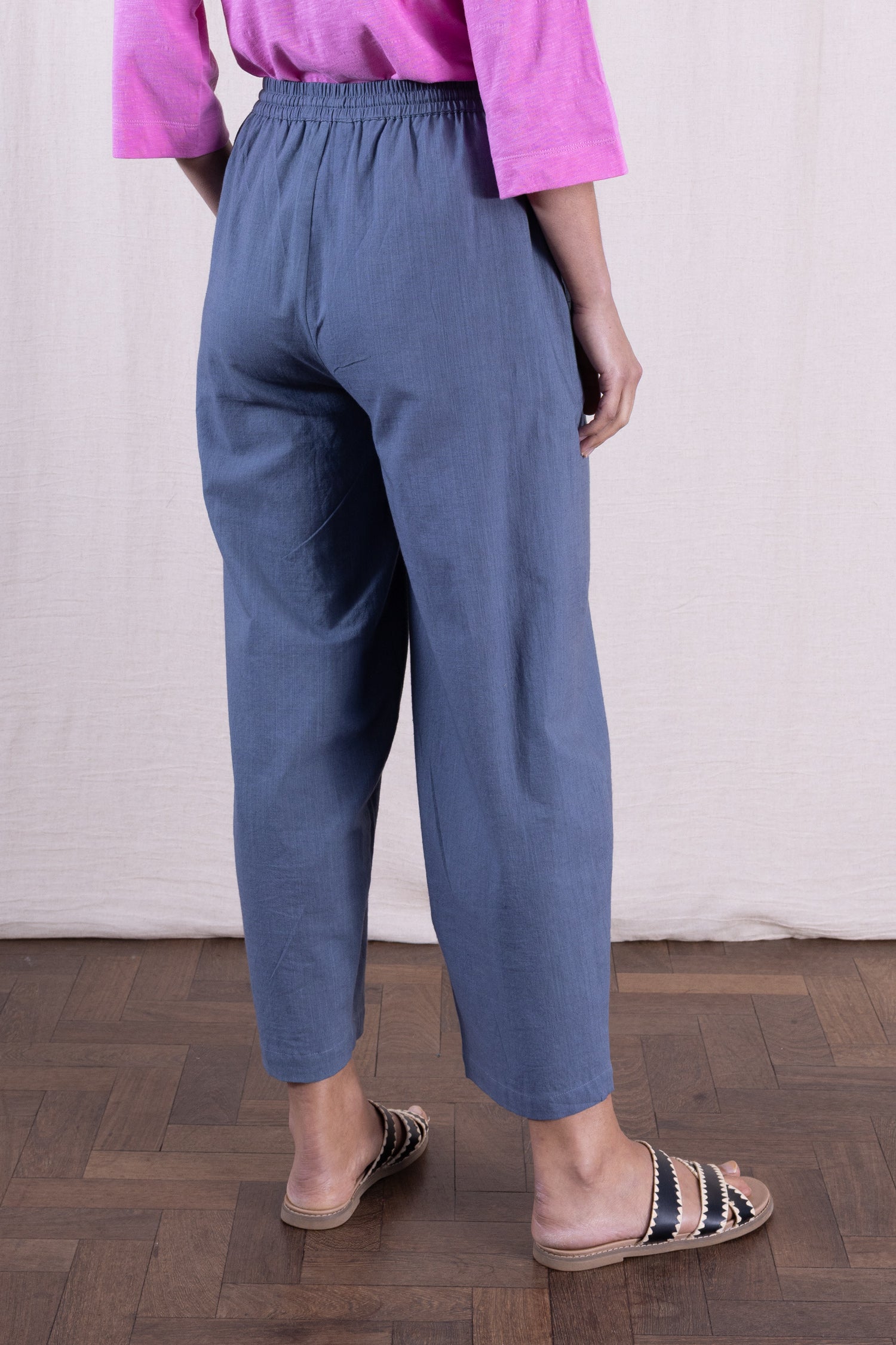 SS26 Cotton Elastic Waist Bubble Trouser - Pepper