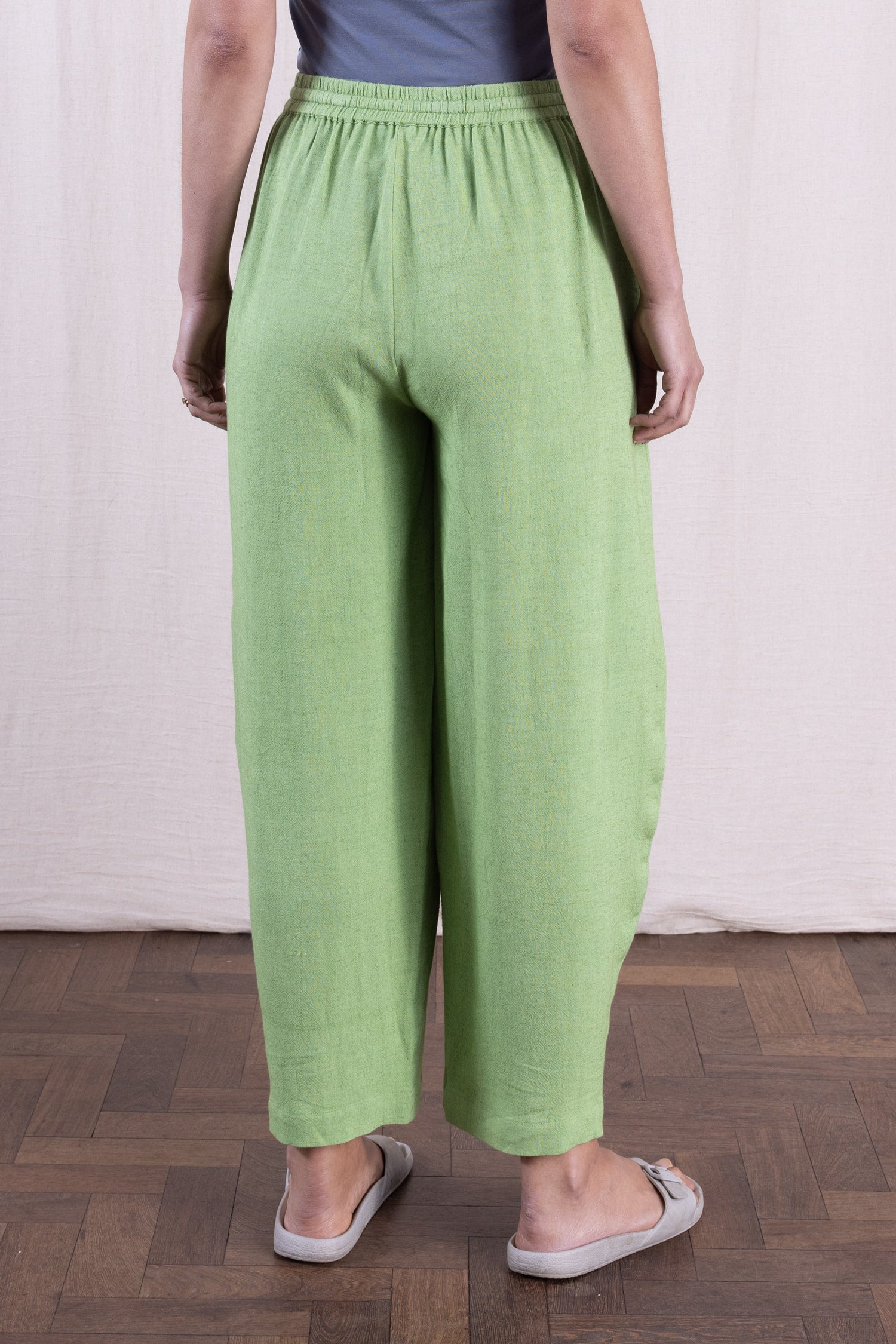 SS26 Cotton Elastic Waist Bubble Trouser - Pistachio