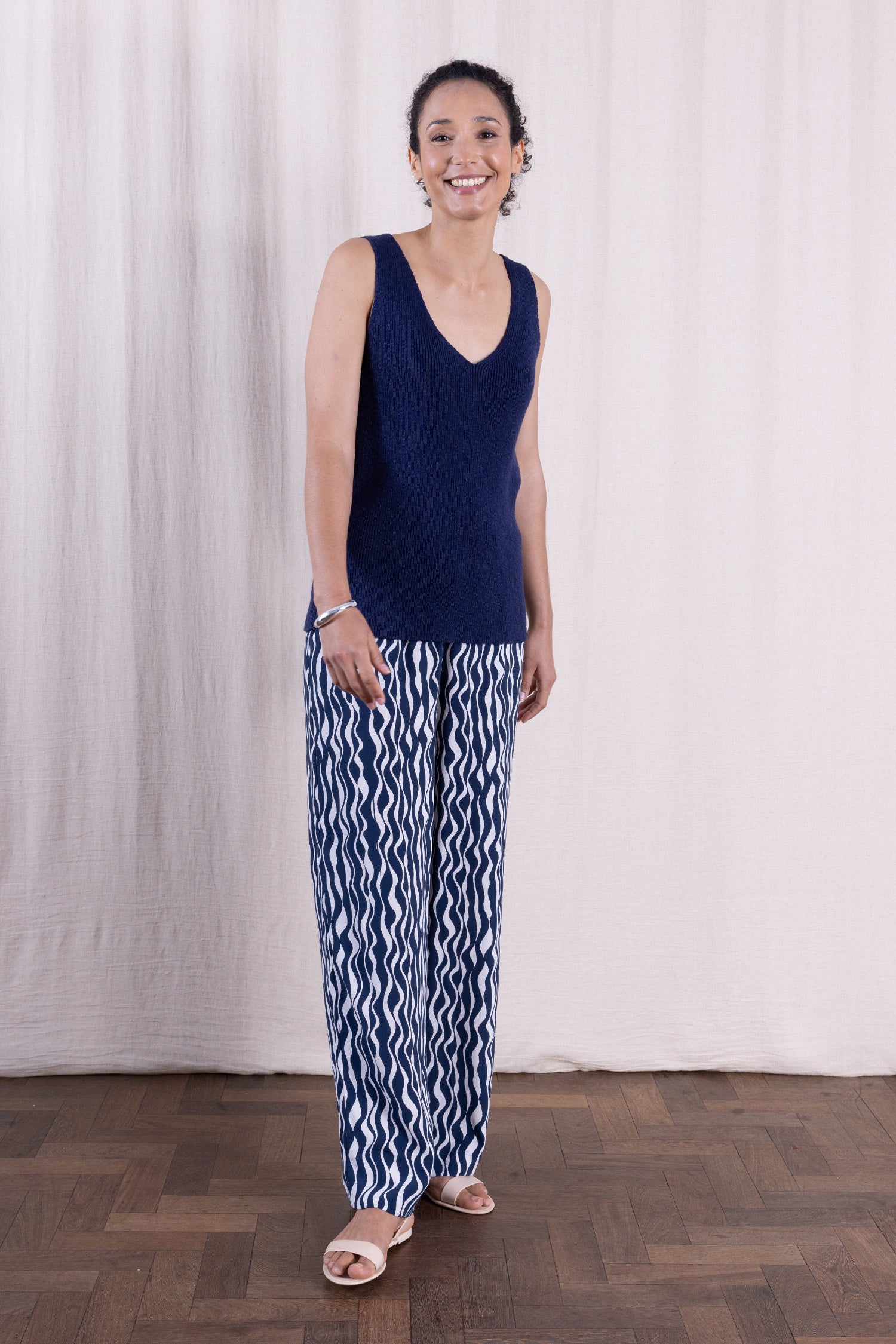 SS26 Cotton Knitted Vest - Navy