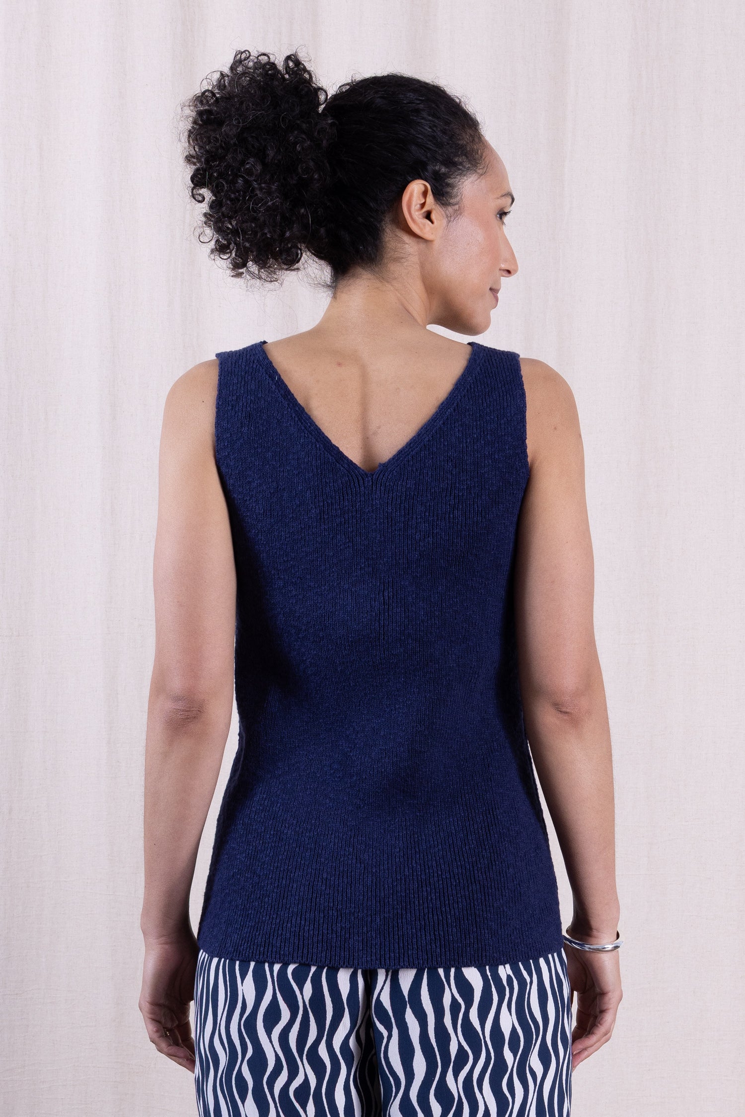 SS26 Cotton Knitted Vest - Navy