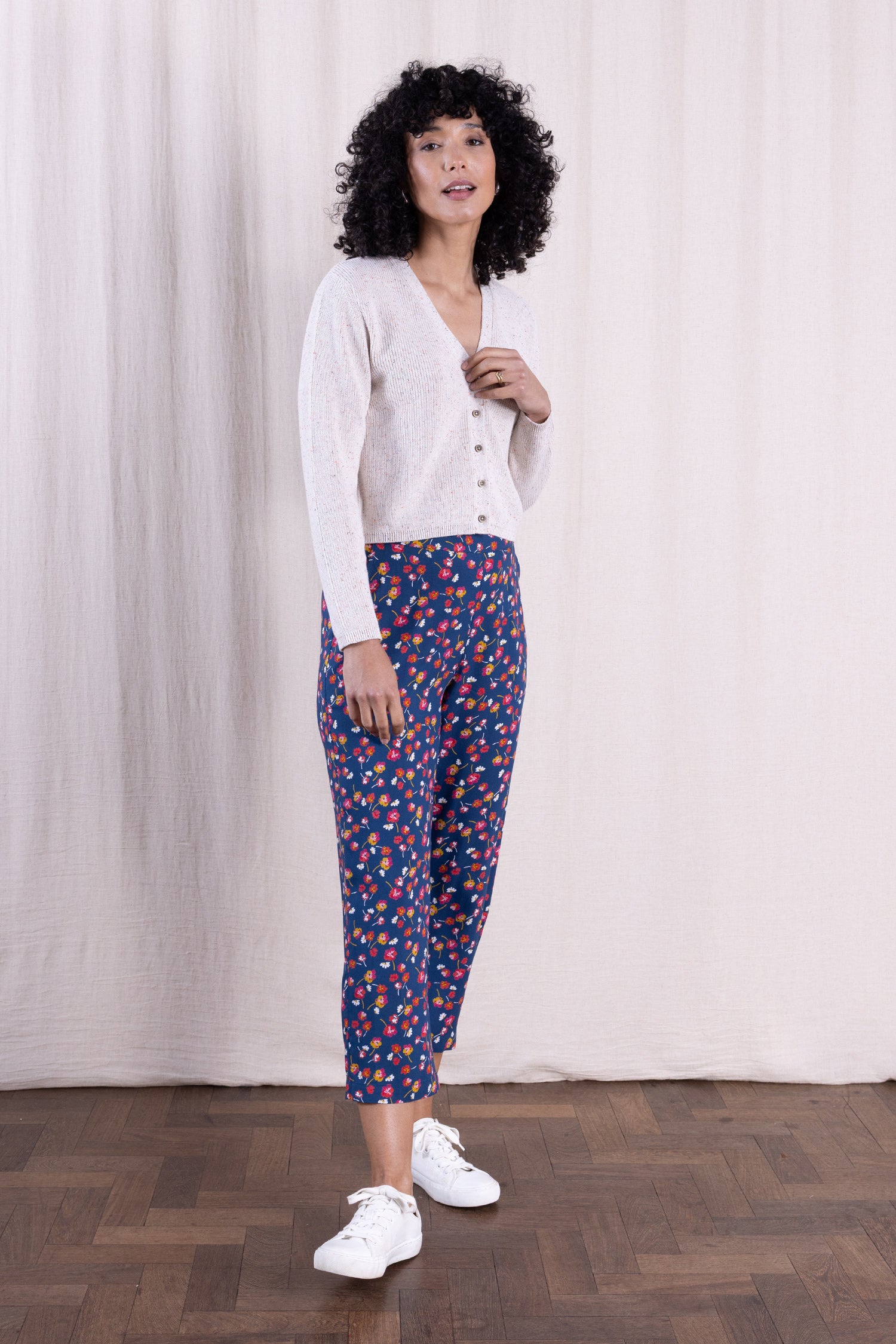 SS26 Organic Cotton Cropped Cardi - Ivory Mix