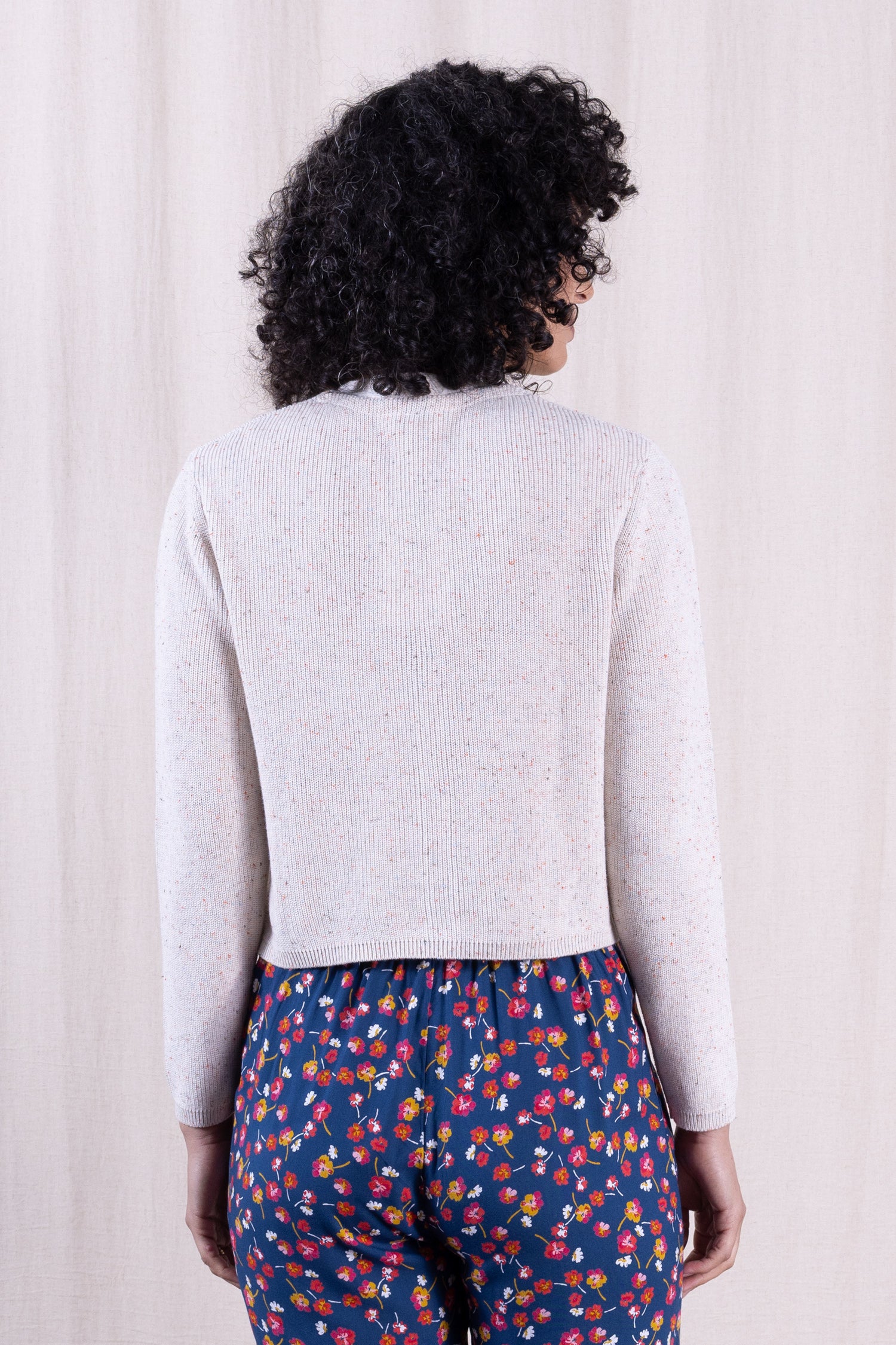 SS26 Organic Cotton Cropped Cardi - Ivory Mix