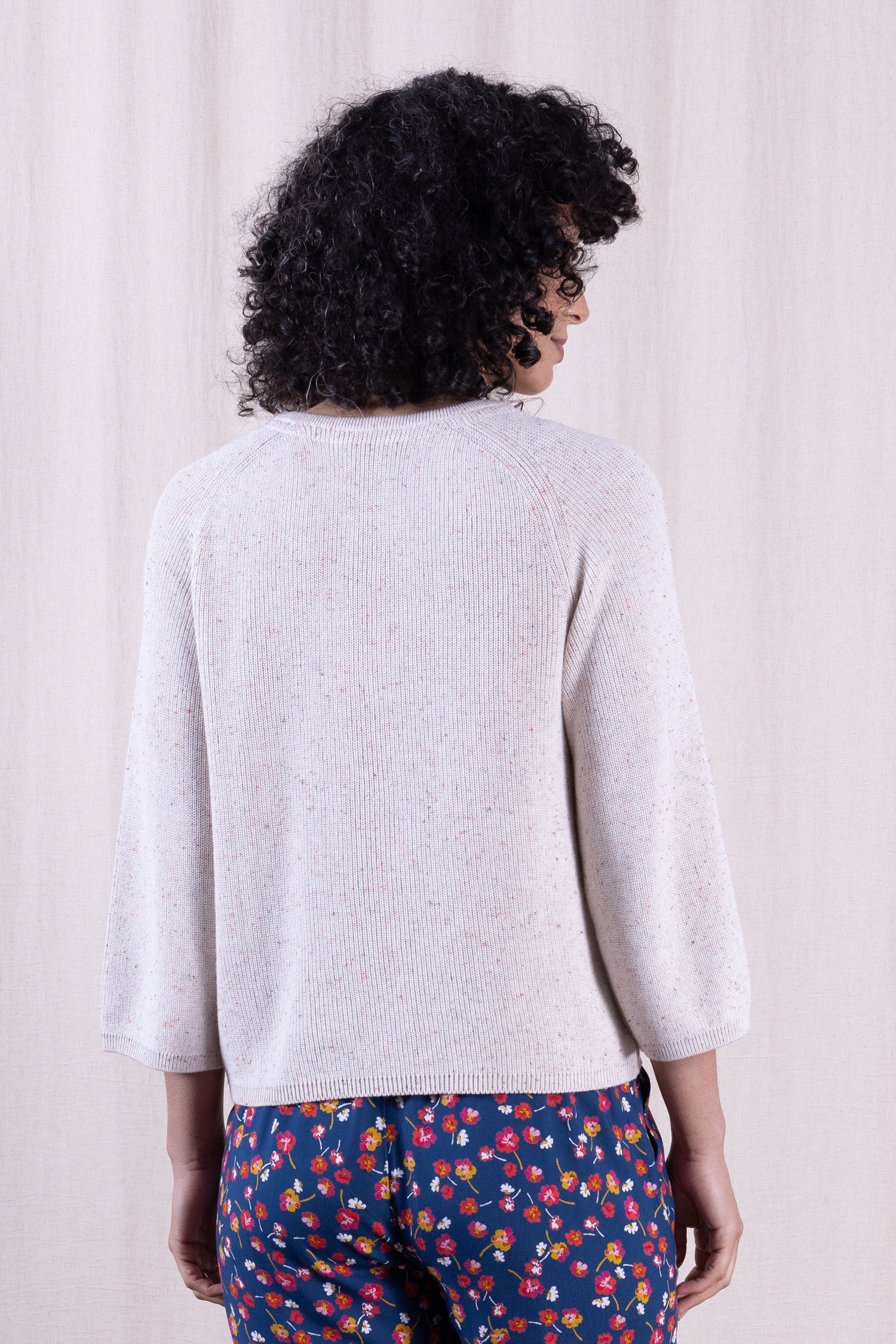 SS26 Organic Cotton Wide Neck Jumper - Ivory Mix
