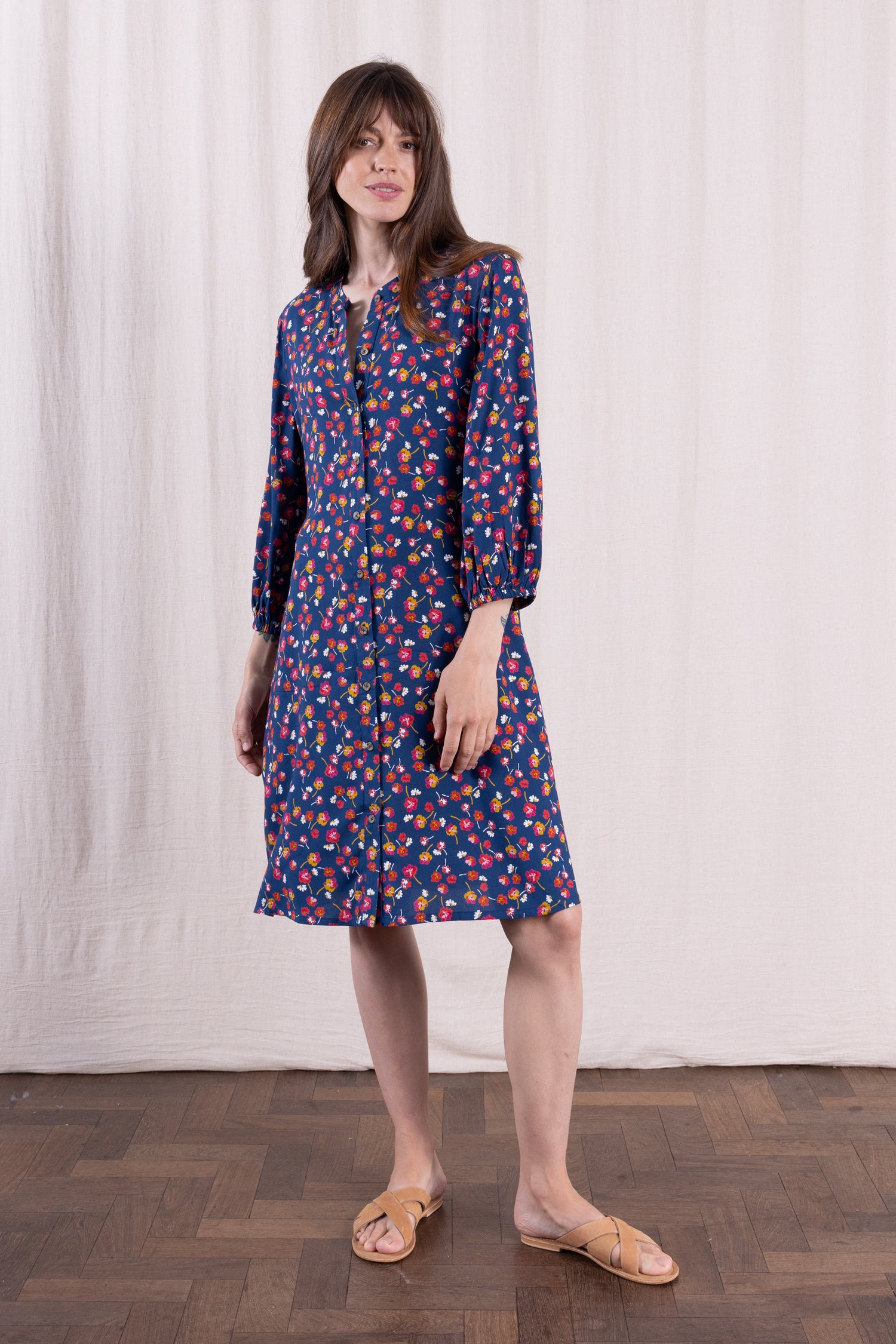 SS26 Viscose Button Through Dress - Oxford