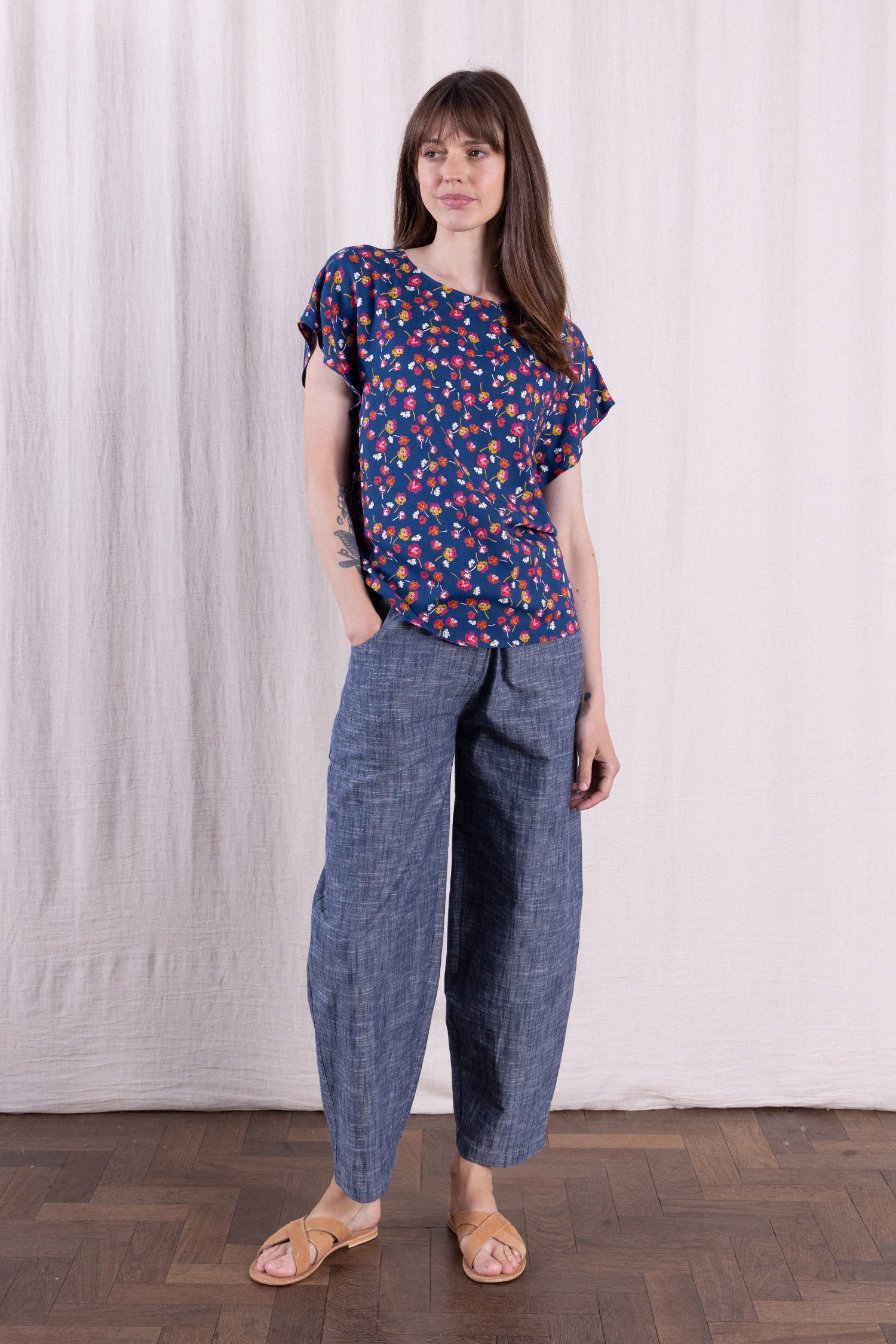 SS26 Viscose Flutter Sleeve Top - Oxford