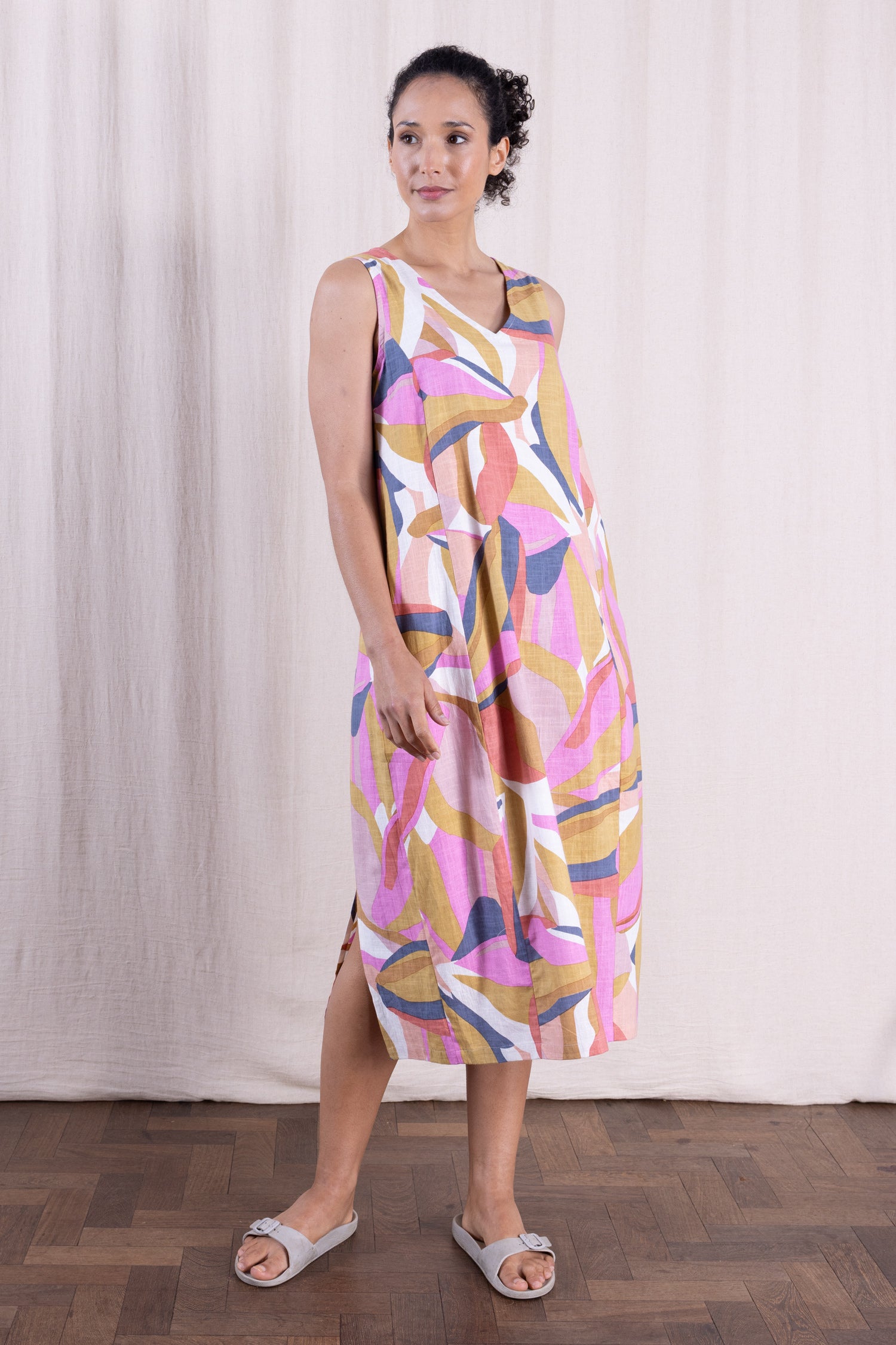 SS26 Cotton Bubble Sleeveless Midi Dress - Multi
