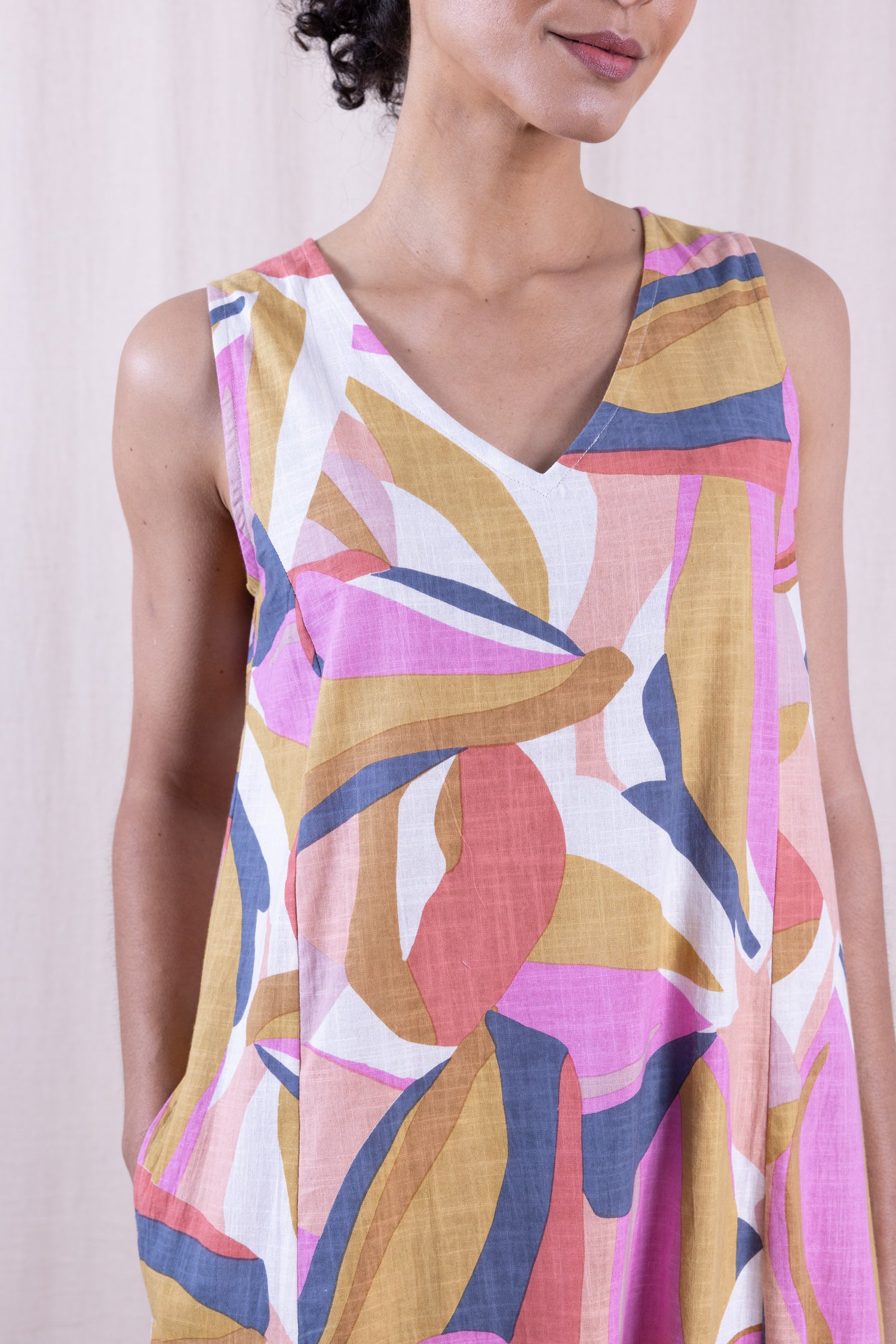 SS26 Cotton Bubble Sleeveless Midi Dress - Multi