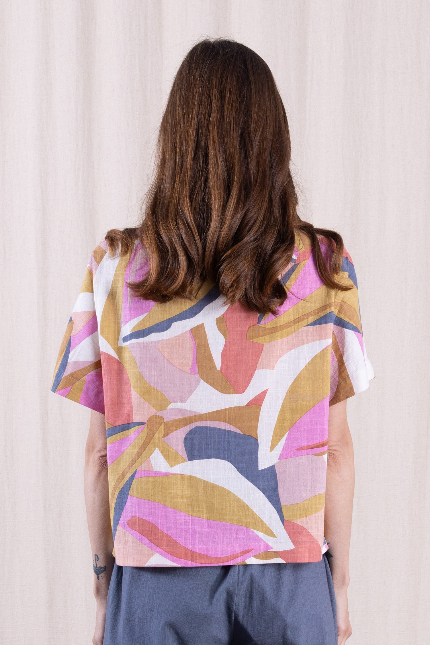 SS26 Cotton Pleat Front Top - Multi