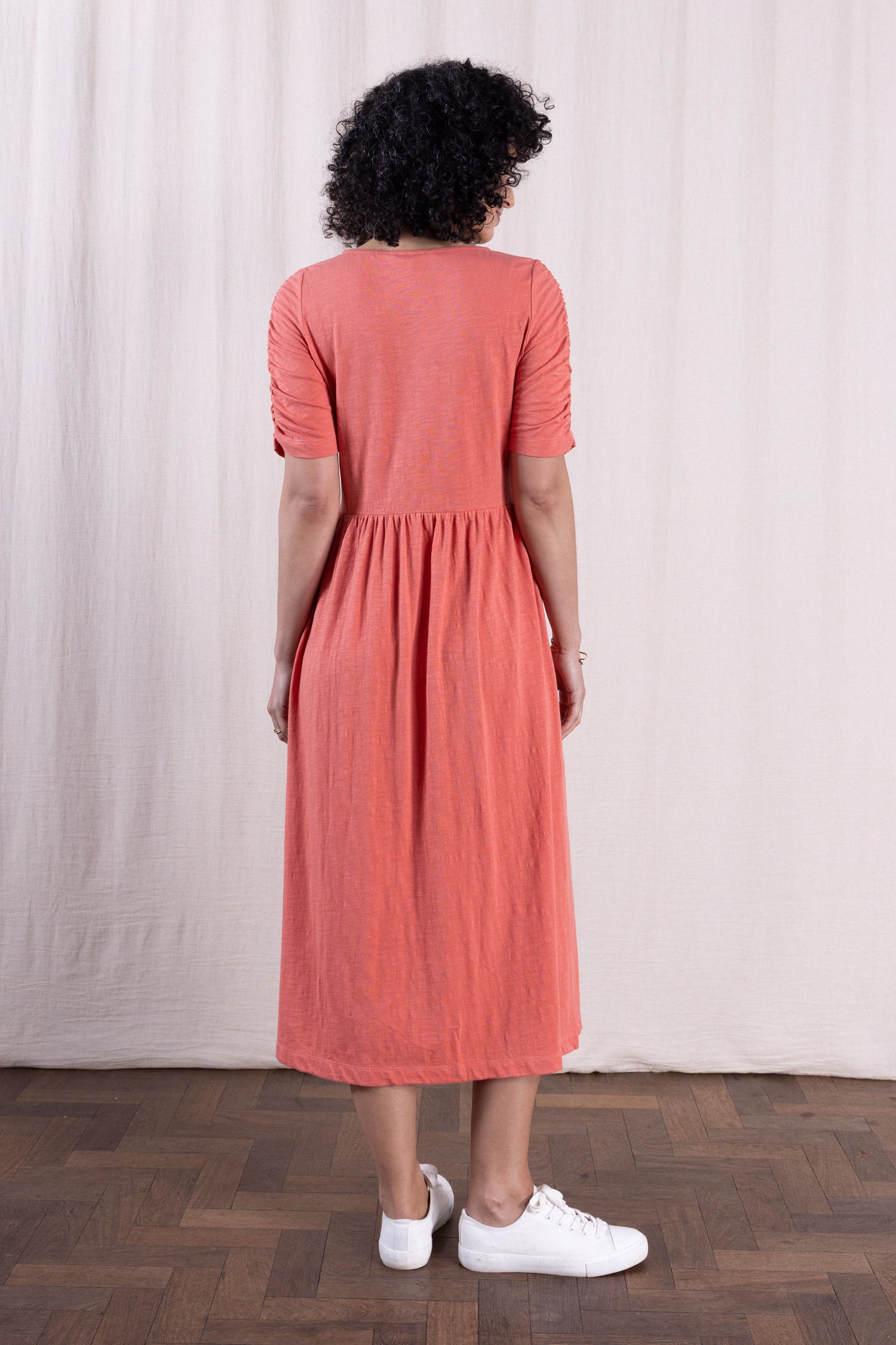 SS26 GOTS Organic Cotton Gathered Sleeve Dress - Tulip