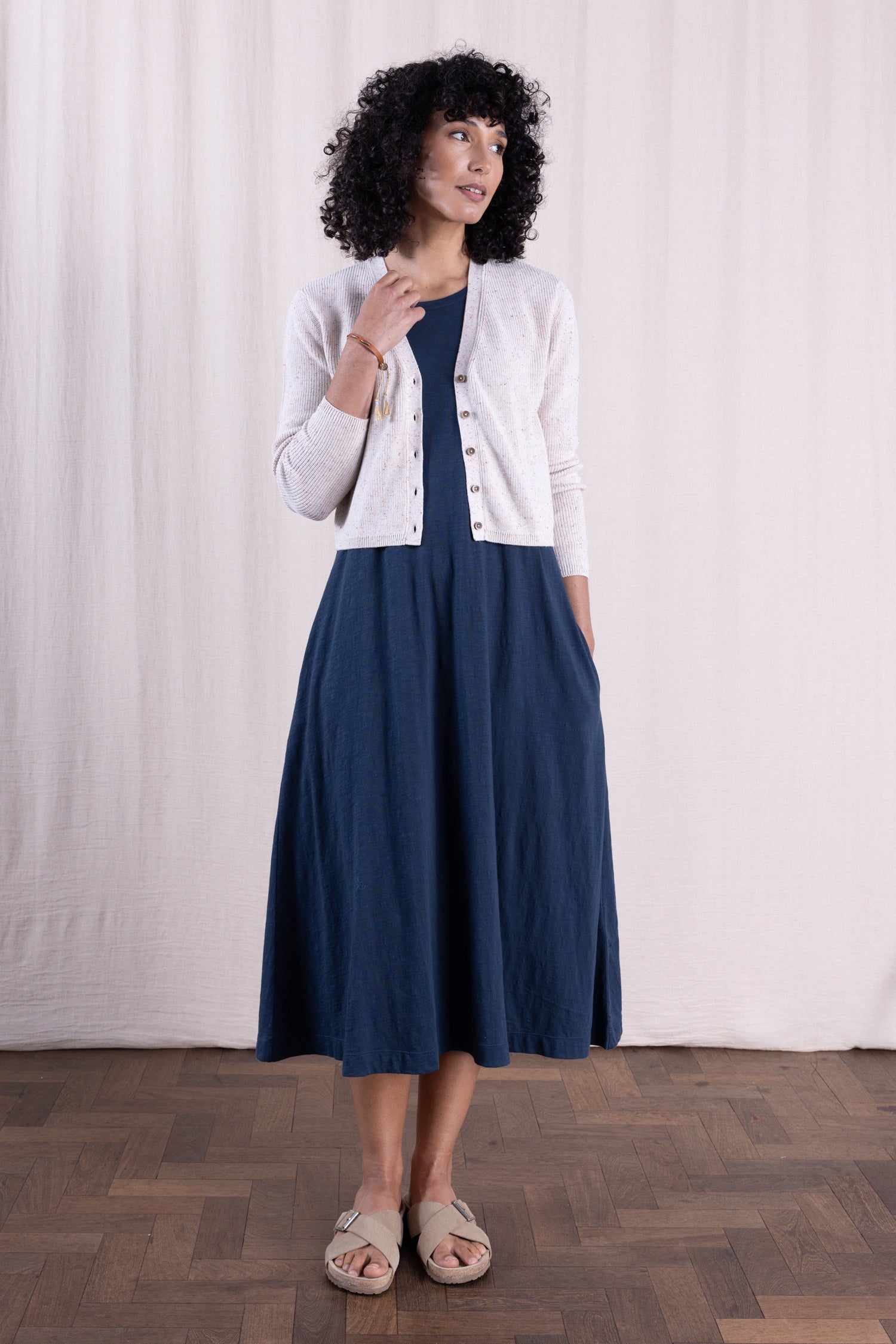 SS26 GOTS Organic Cotton Jersey Midi Dress - Oxford